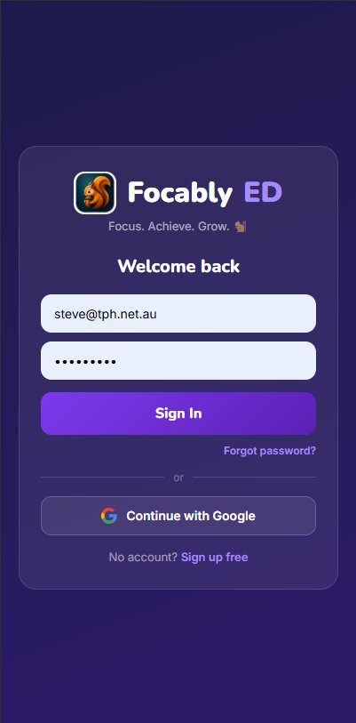 FocablyED sign in screen