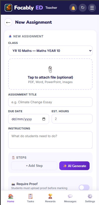 FocablyED create assignment — AI step generation