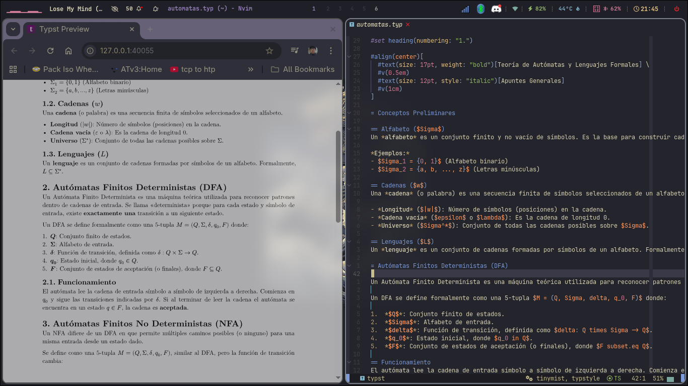 Neovim Typst preview screenshot
