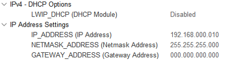 LwIP IP address configuration