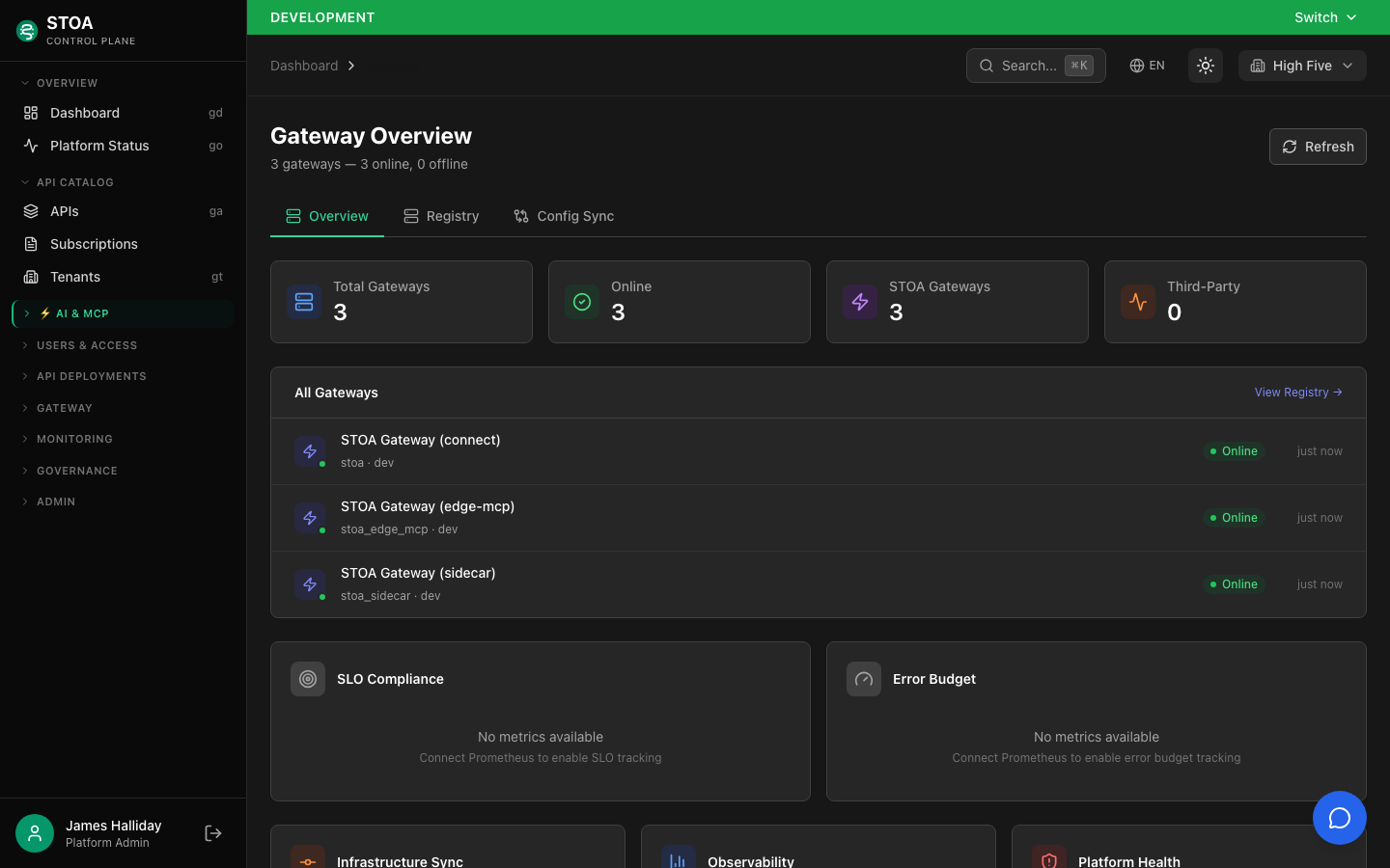 STOA Console — Gateway Overview