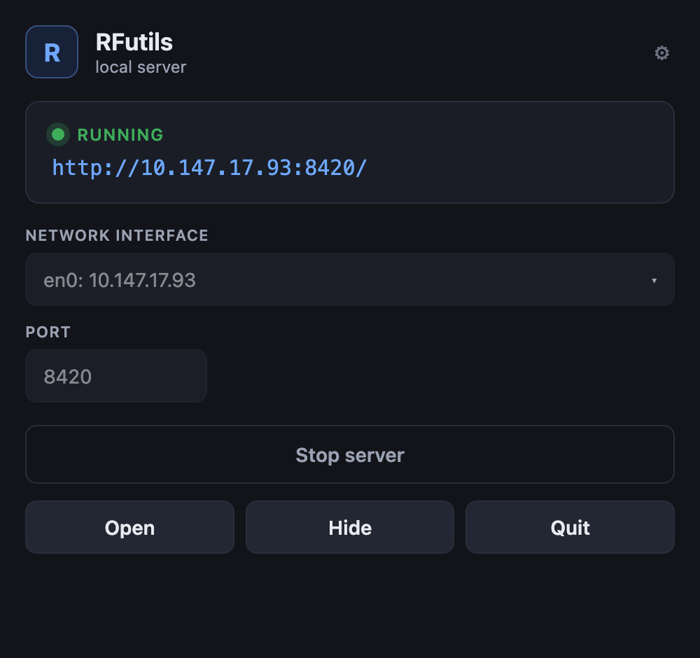 RFutils desktop app