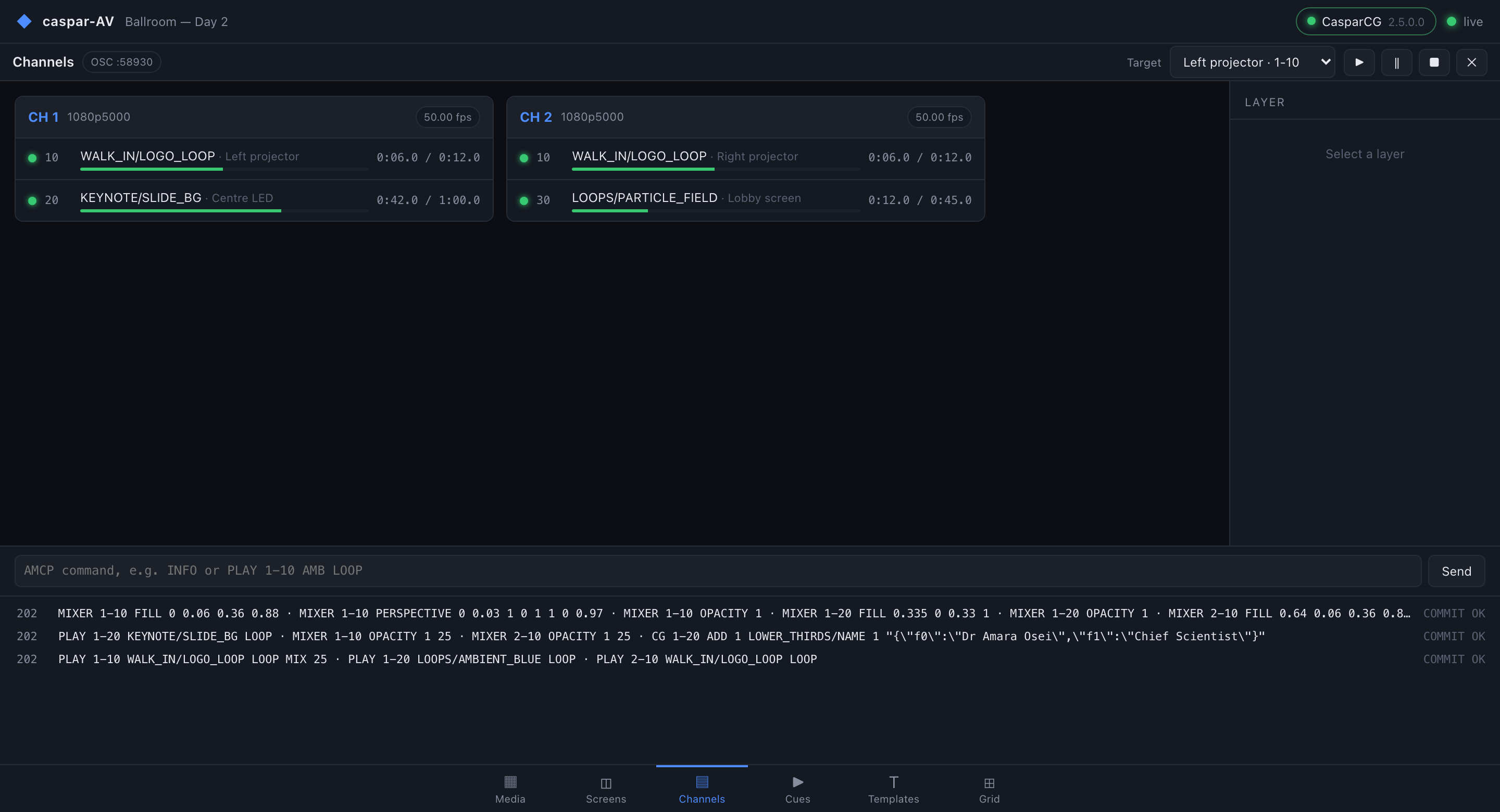 Channels page