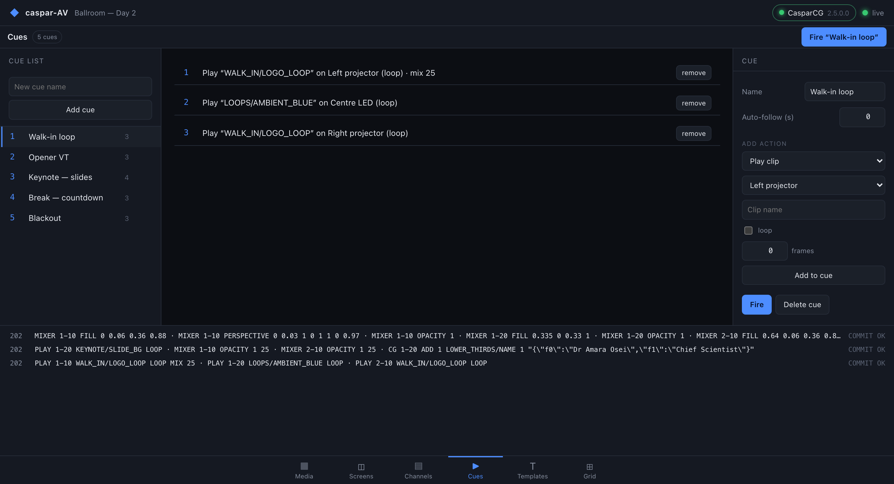 Cues page