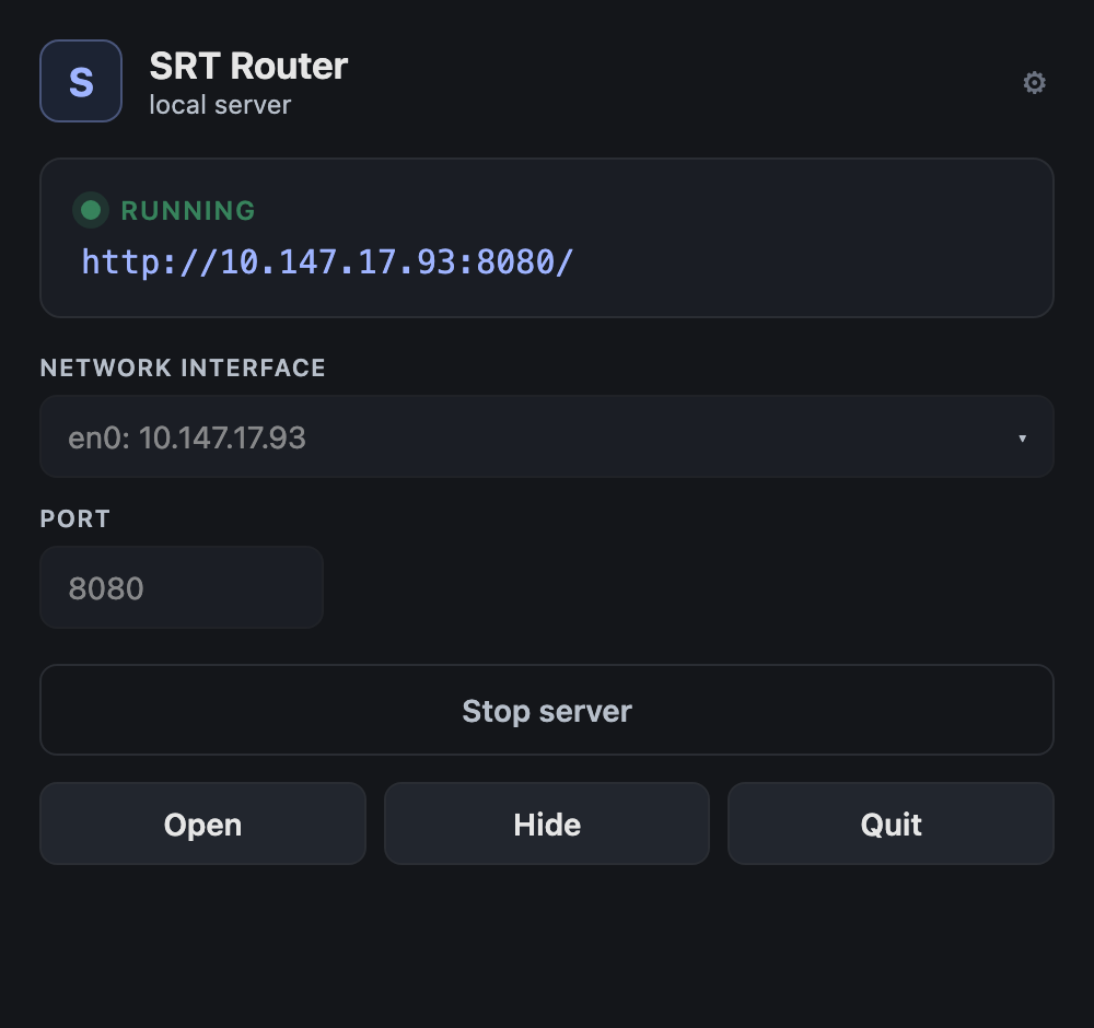 SRT Router desktop app