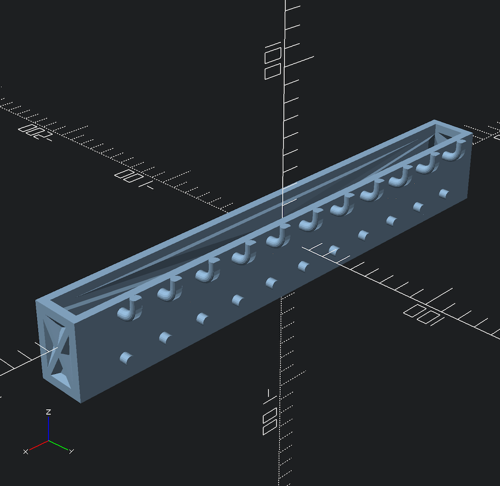 A 300x20x40mm pegboard accessory