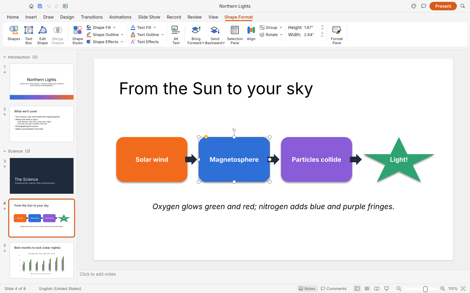 A selected shape with the Shape Format tab