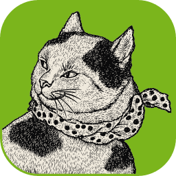 DesignCraft icon: an engraved cat in a polka-dot scarf on a green tile