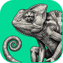 FigCraft icon: an engraved chameleon on a mint-green tile