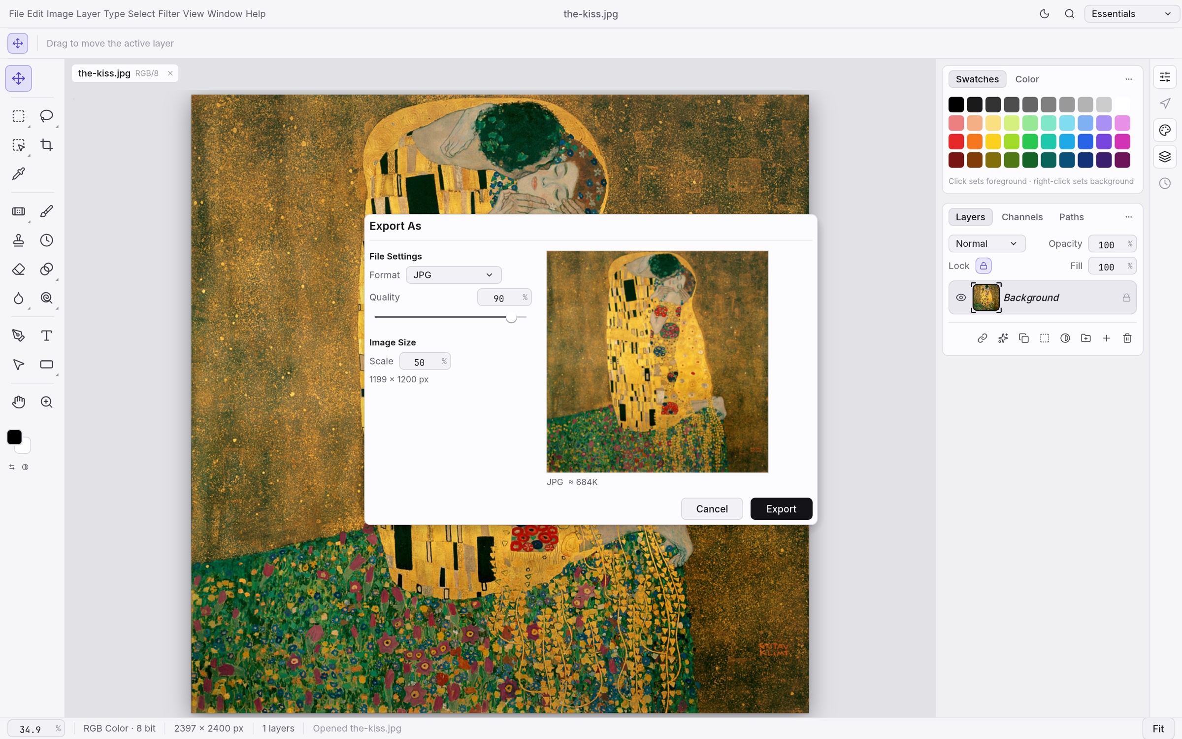 Export As in the light theme