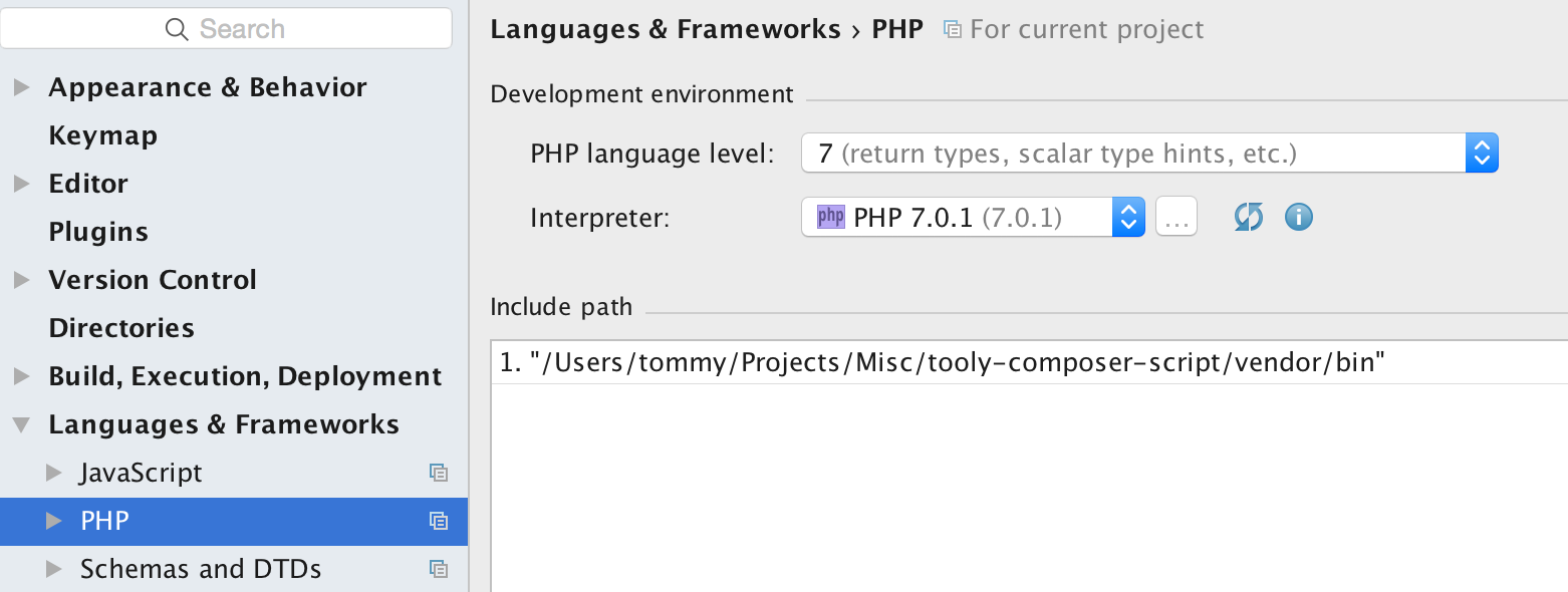 PhpStorm setting