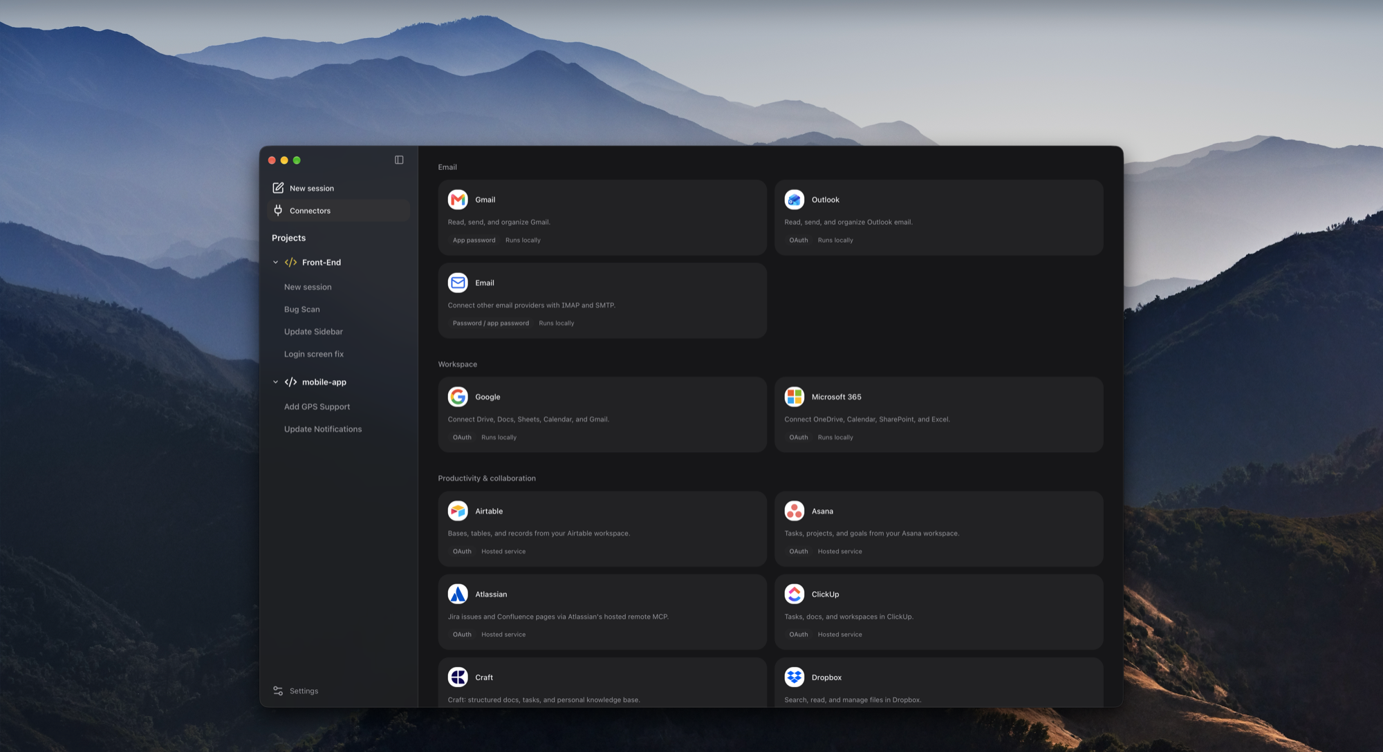 The connector catalog: Gmail, Outlook, Google, Microsoft 365, Airtable, Asana, Atlassian and more
