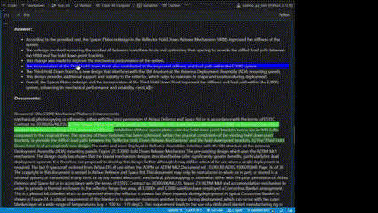 Visualisation of relevance of document chunks to generated answer