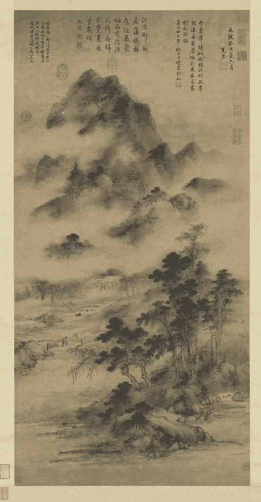 Dwelling in the Qingbian Mountains by Wang Meng (1366)