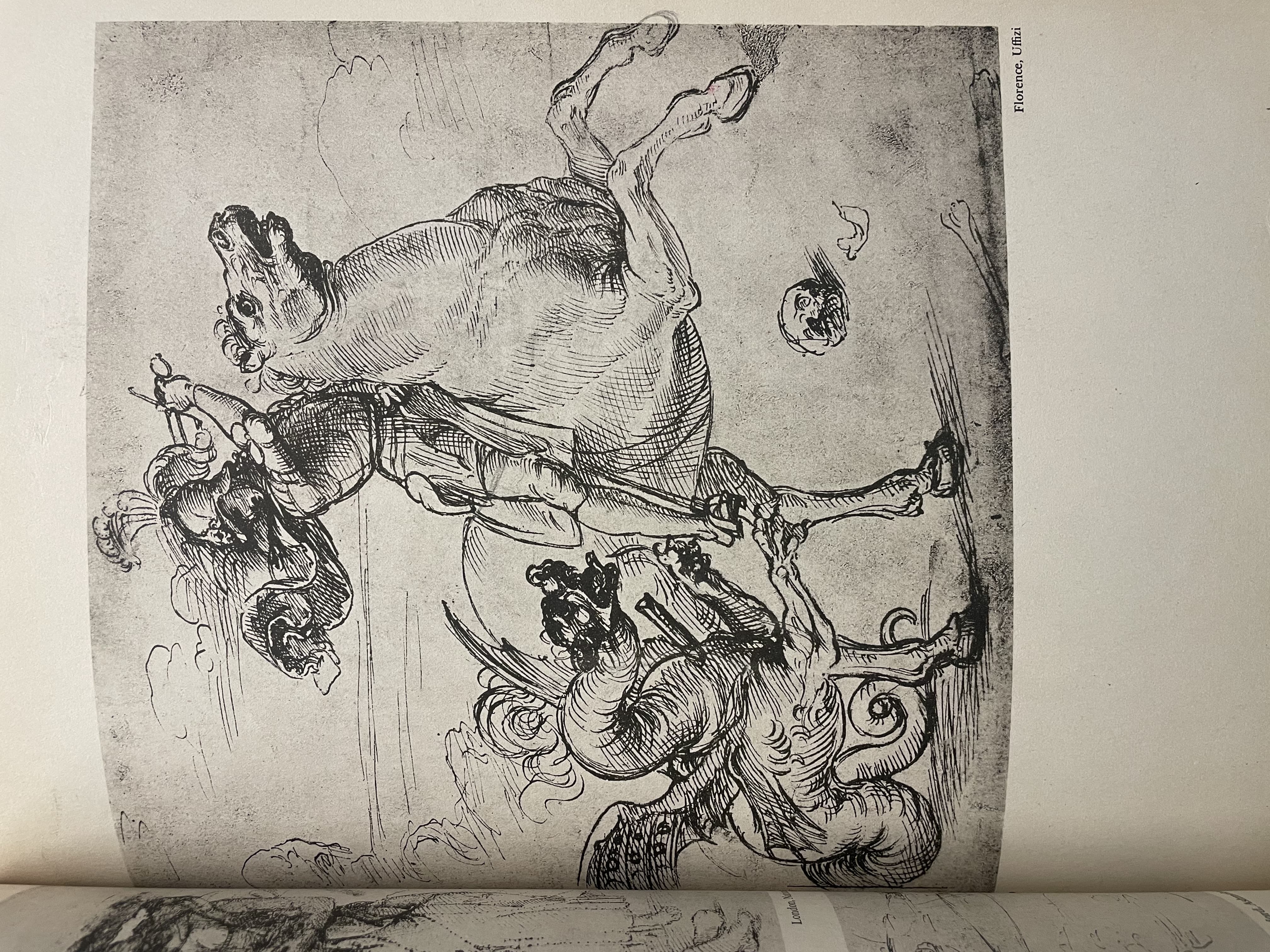 A Warrior on Horseback Fighting a Dragon by Leonardo da Vinci (c. 1480-1482)