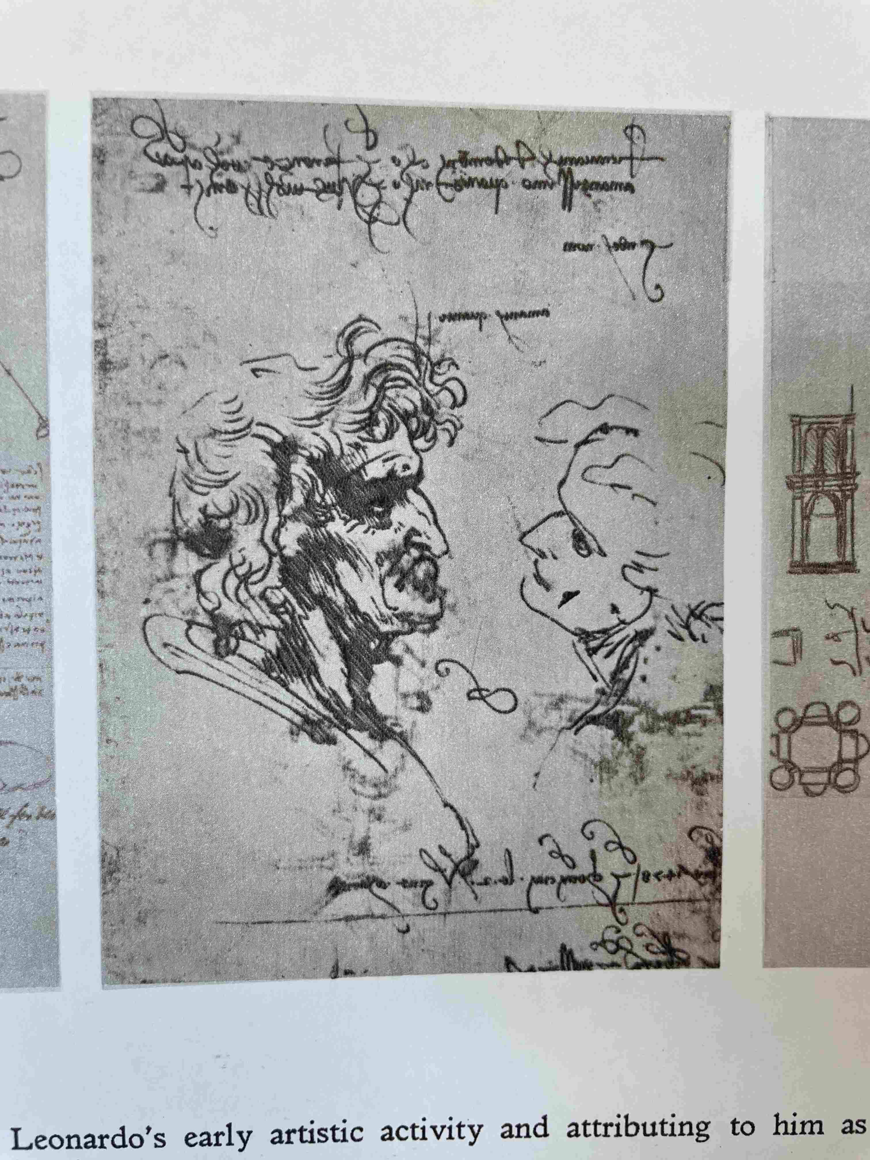 Two Profile Heads (A Grotesque Man and a Youth) by Leonardo da Vinci (c. 1490)
