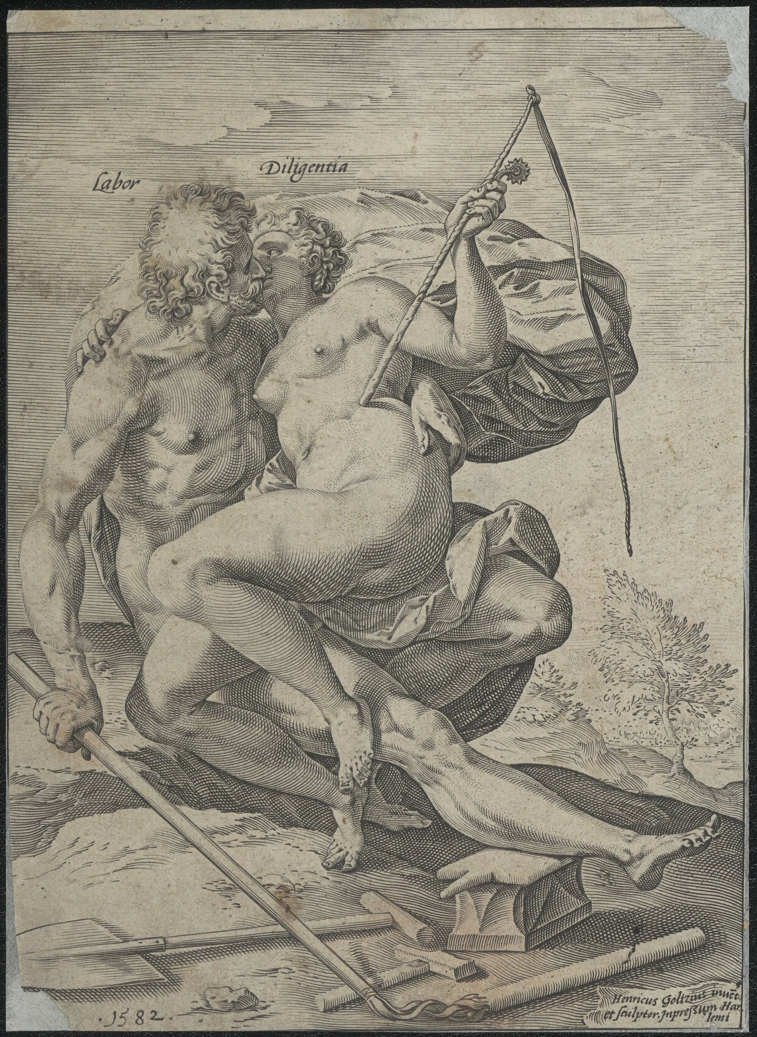hendrick goltzius labor and diligentia allegorical figures of labor and diligence (1582)