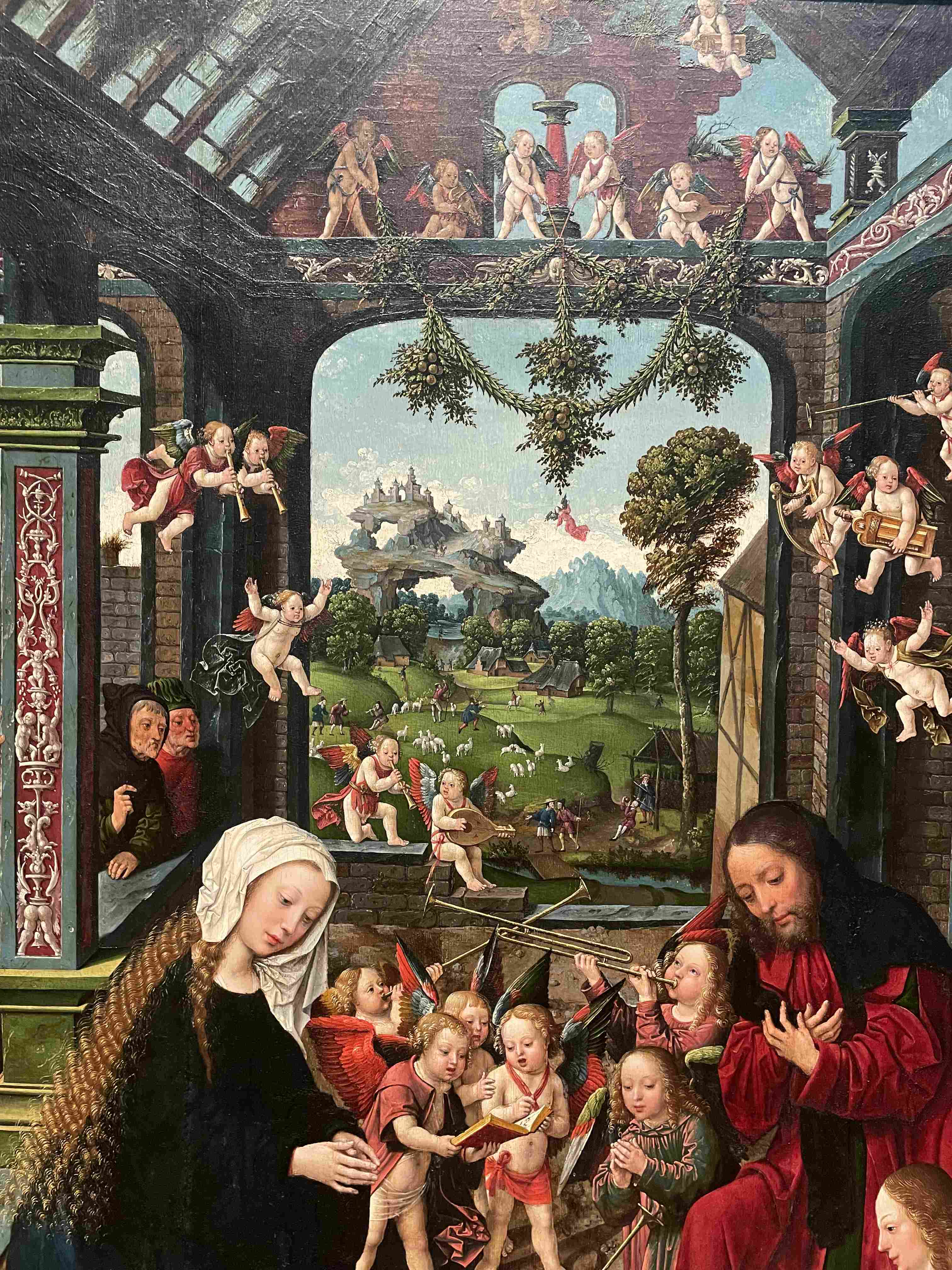 The Nativity with Angels and Shepherds by Gerard David (c. 1510–1515)