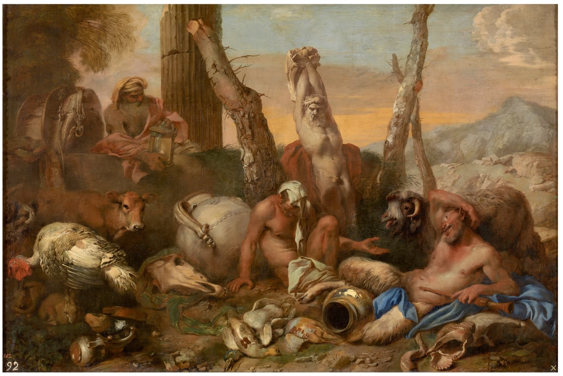 Diogenes Throwing Away His Bowl by Salvator Rosa (c. 1650)