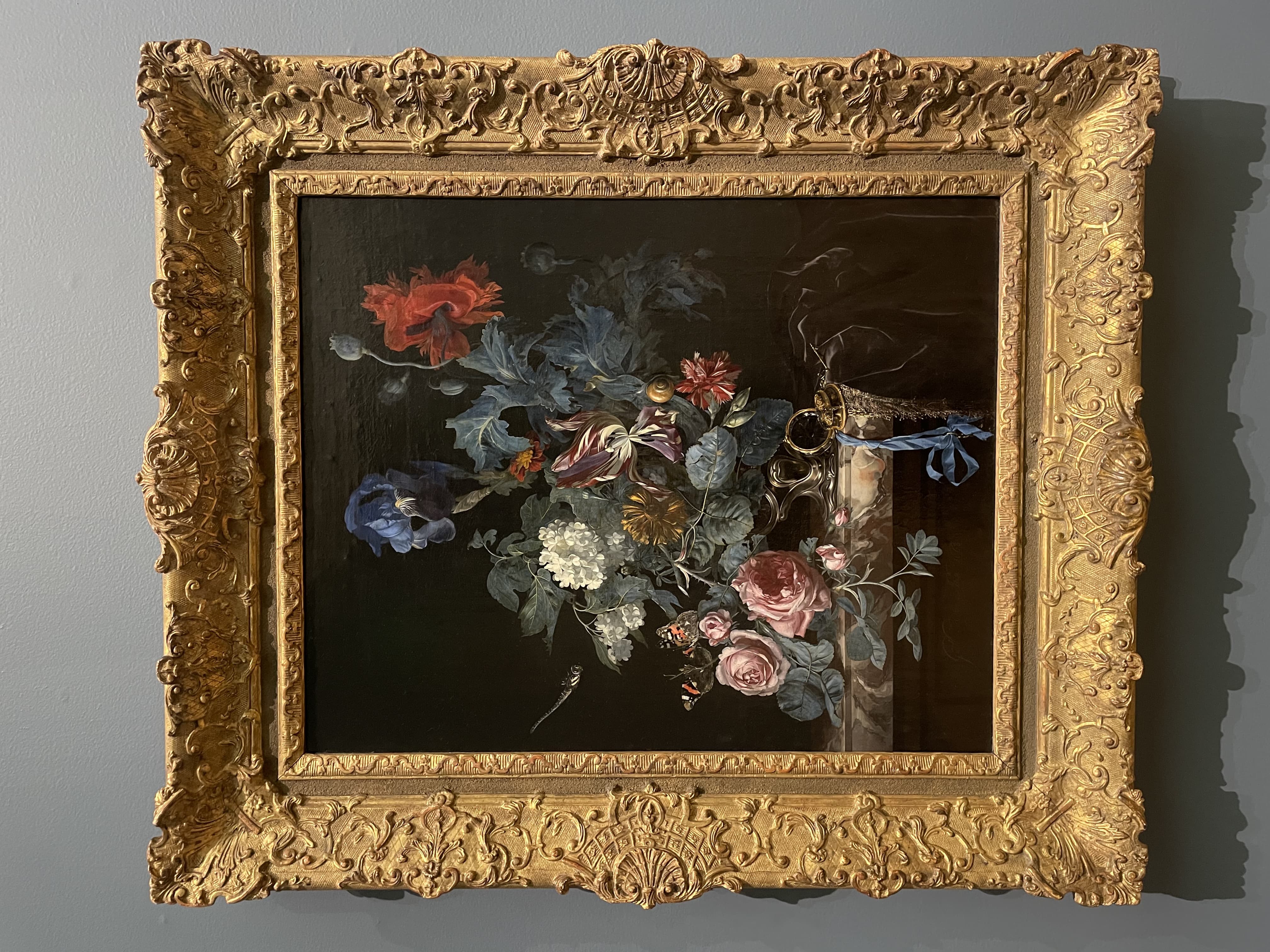 Still Life with Flowers and a Watch by Abraham Mignon (c. 1670)