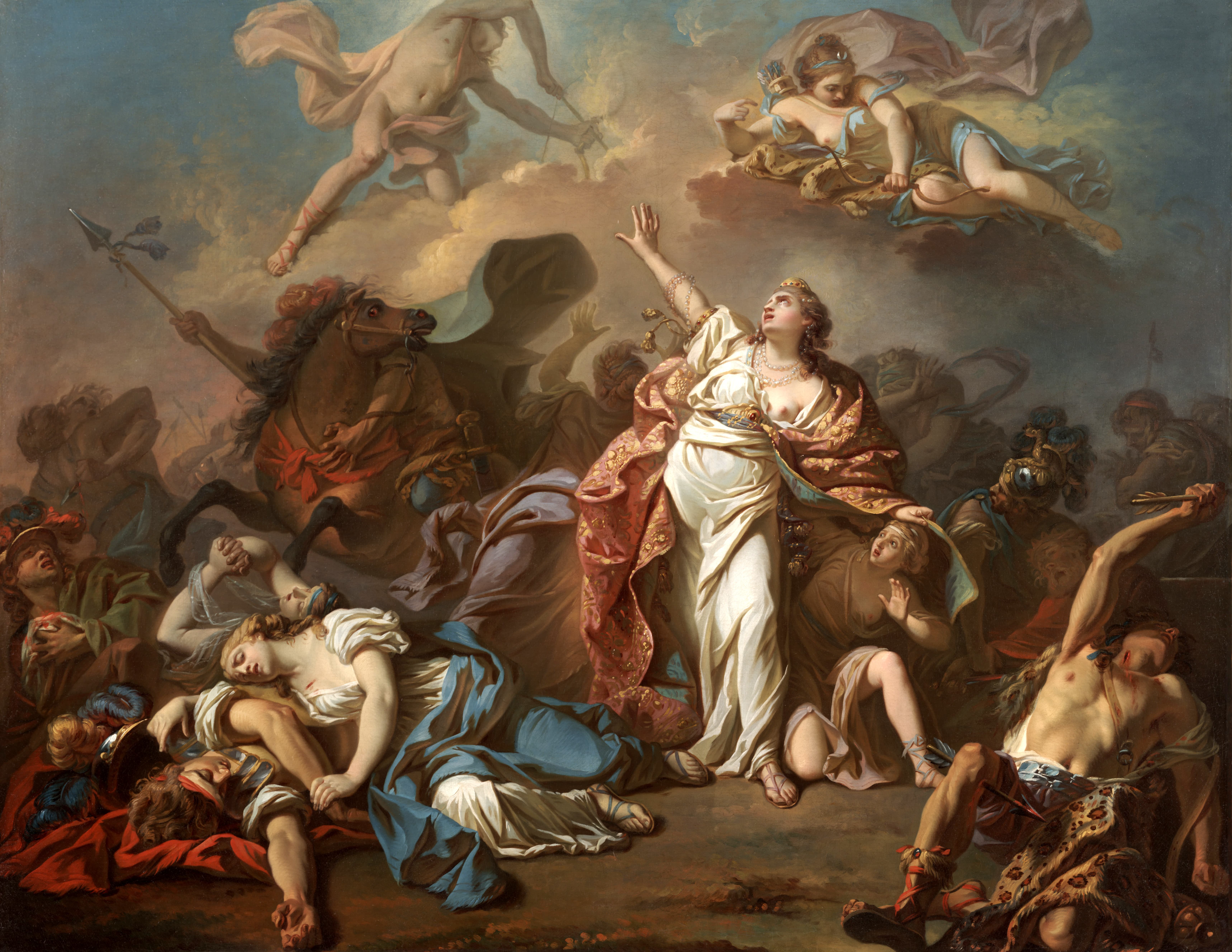 jacqueslouis david apollo and diana attacking the niobids (1772)