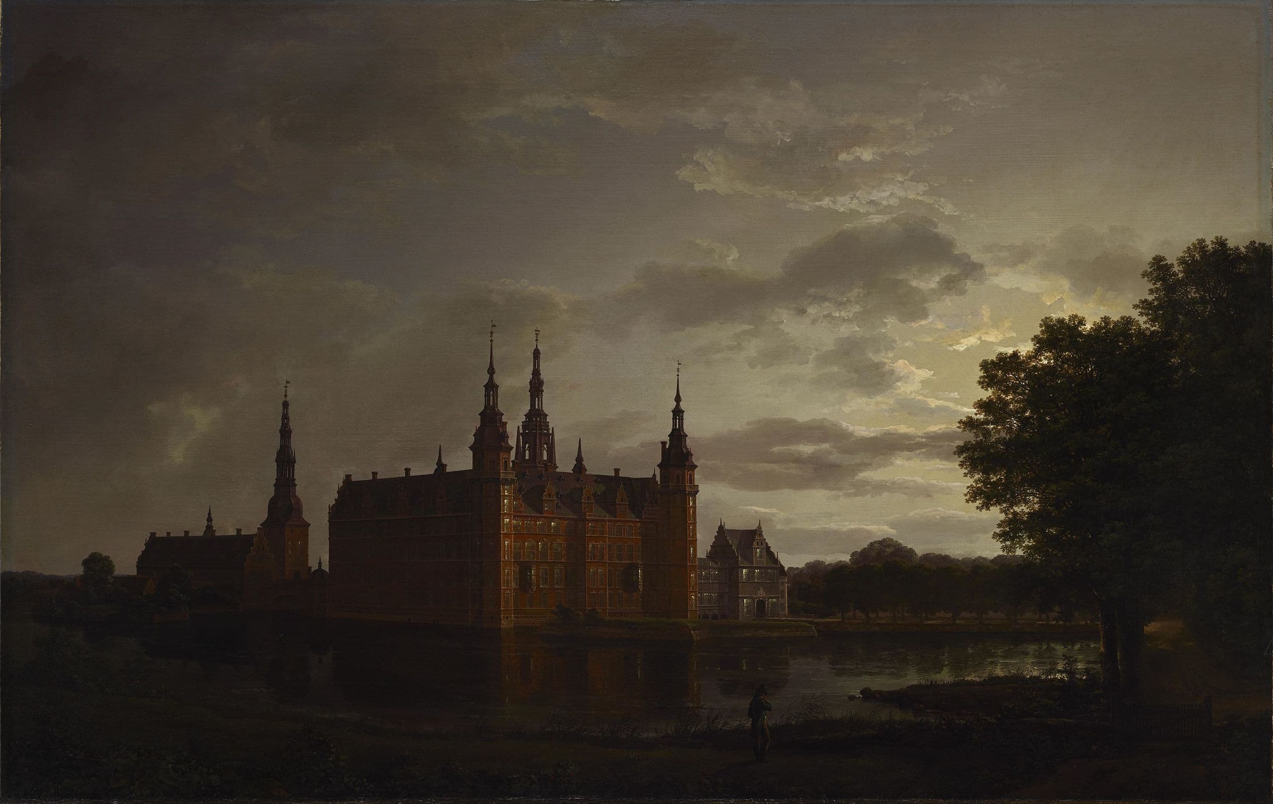 jens juel frederiksborg castle by moonlight (c 1799)