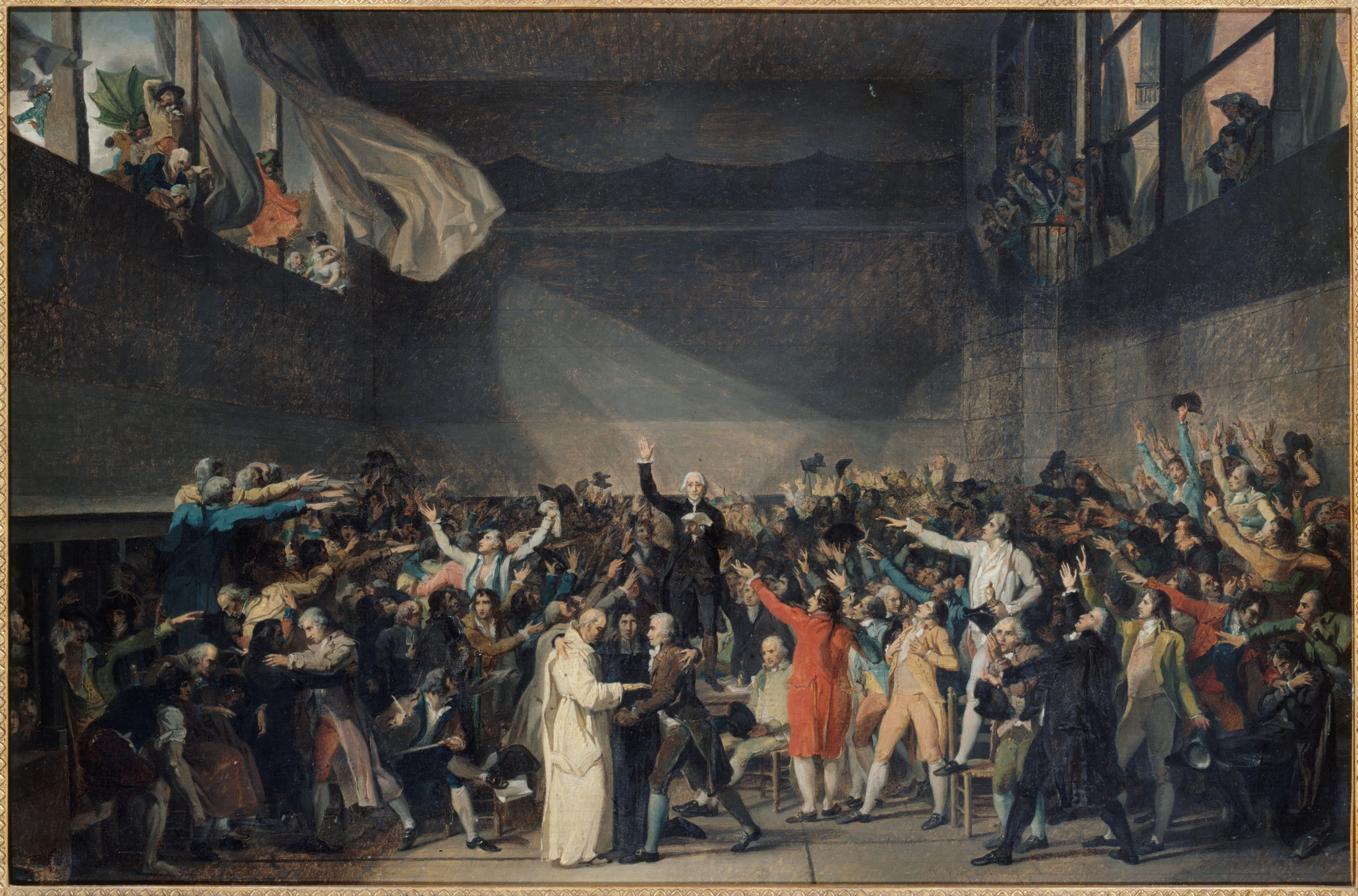 The Tennis Court Oath (Le Serment du Jeu de Paume) by Jacques-Louis David (c. 1791)