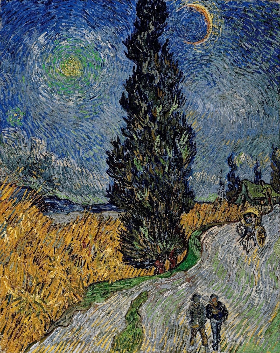 A Wheatfield with Cypresses by Vincent van Gogh (1889)