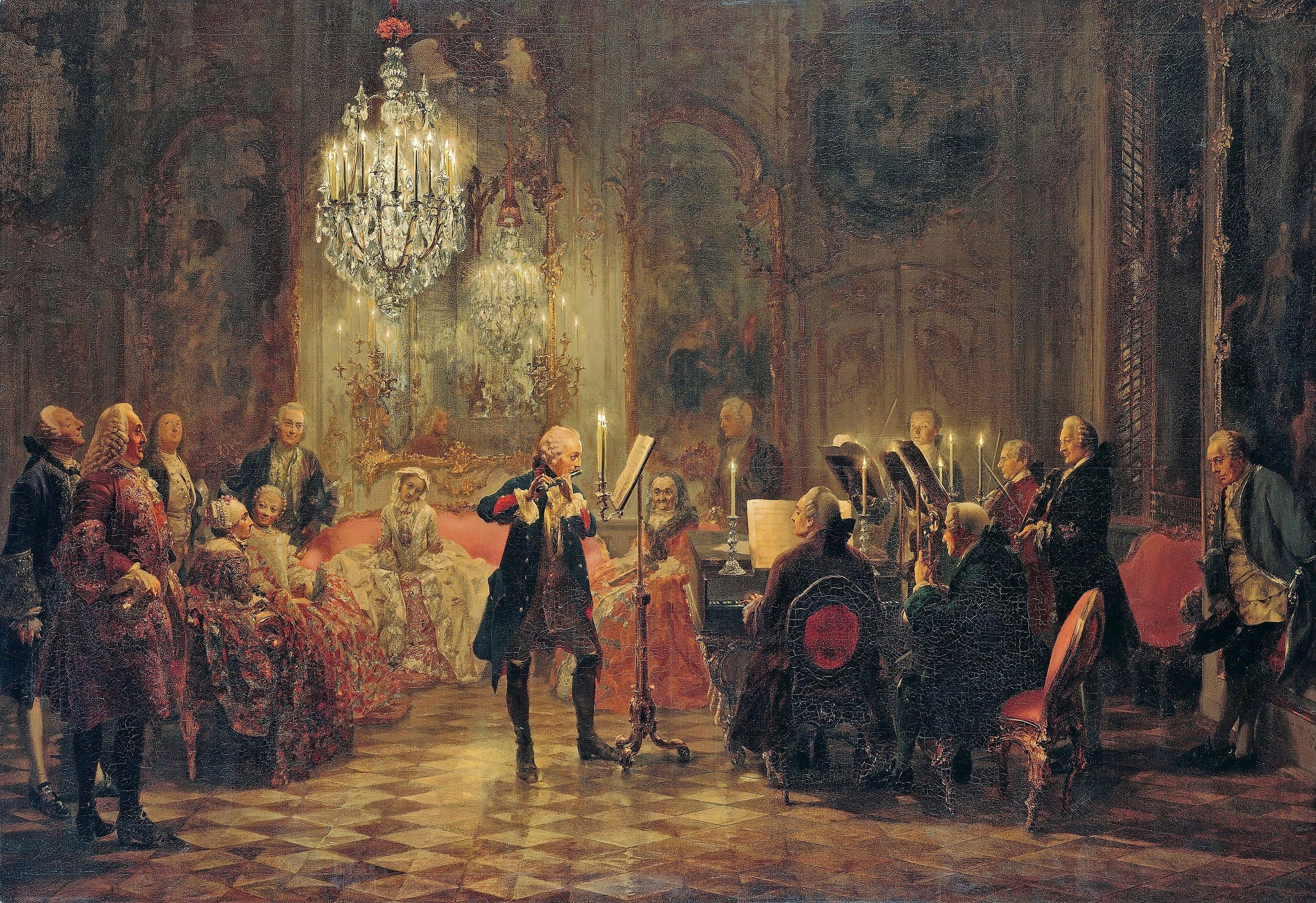 adolf menzel flute concert of frederick the great at sanssouci (1852)