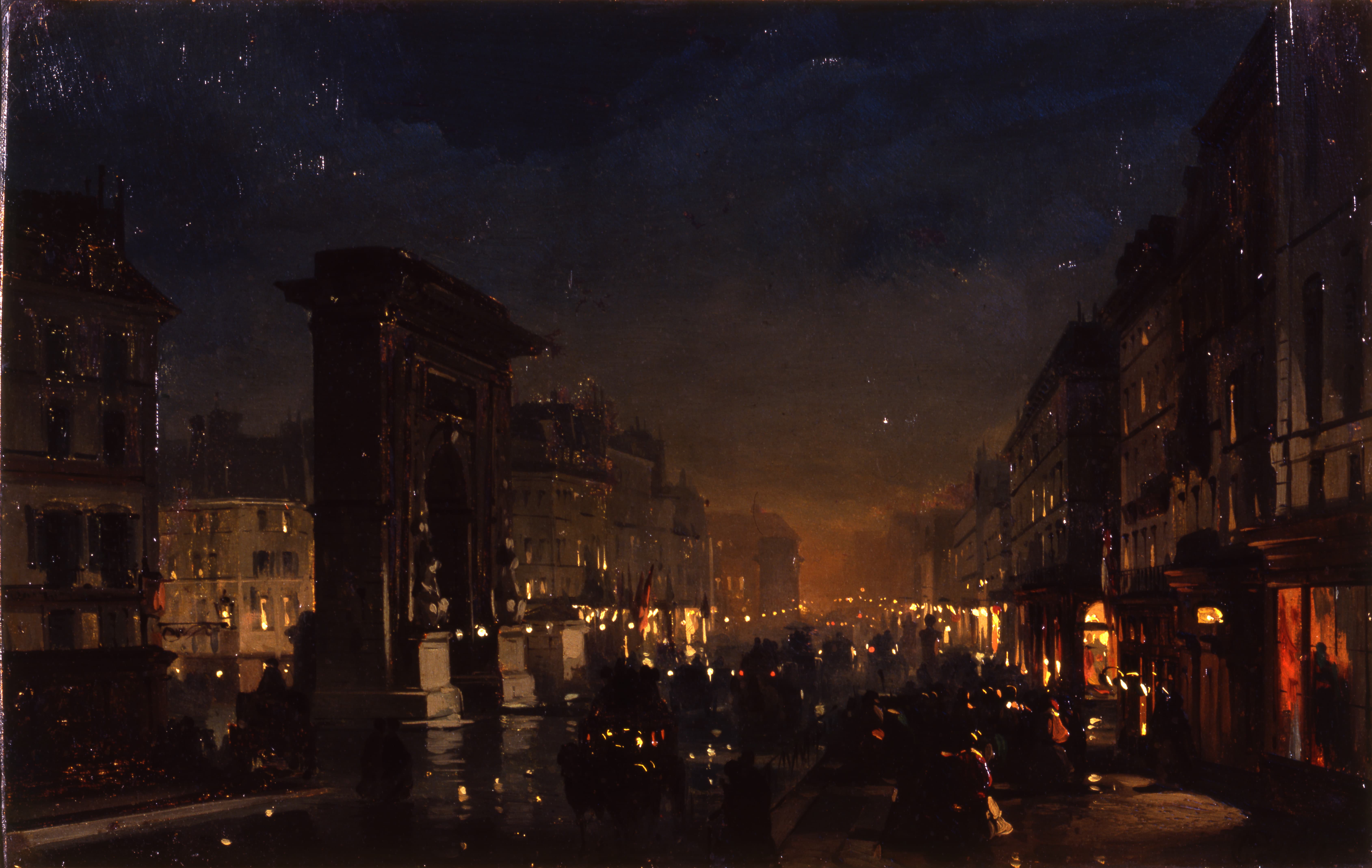 Boulevard des Capucines at Night by Jean Béraud (c. 1880)