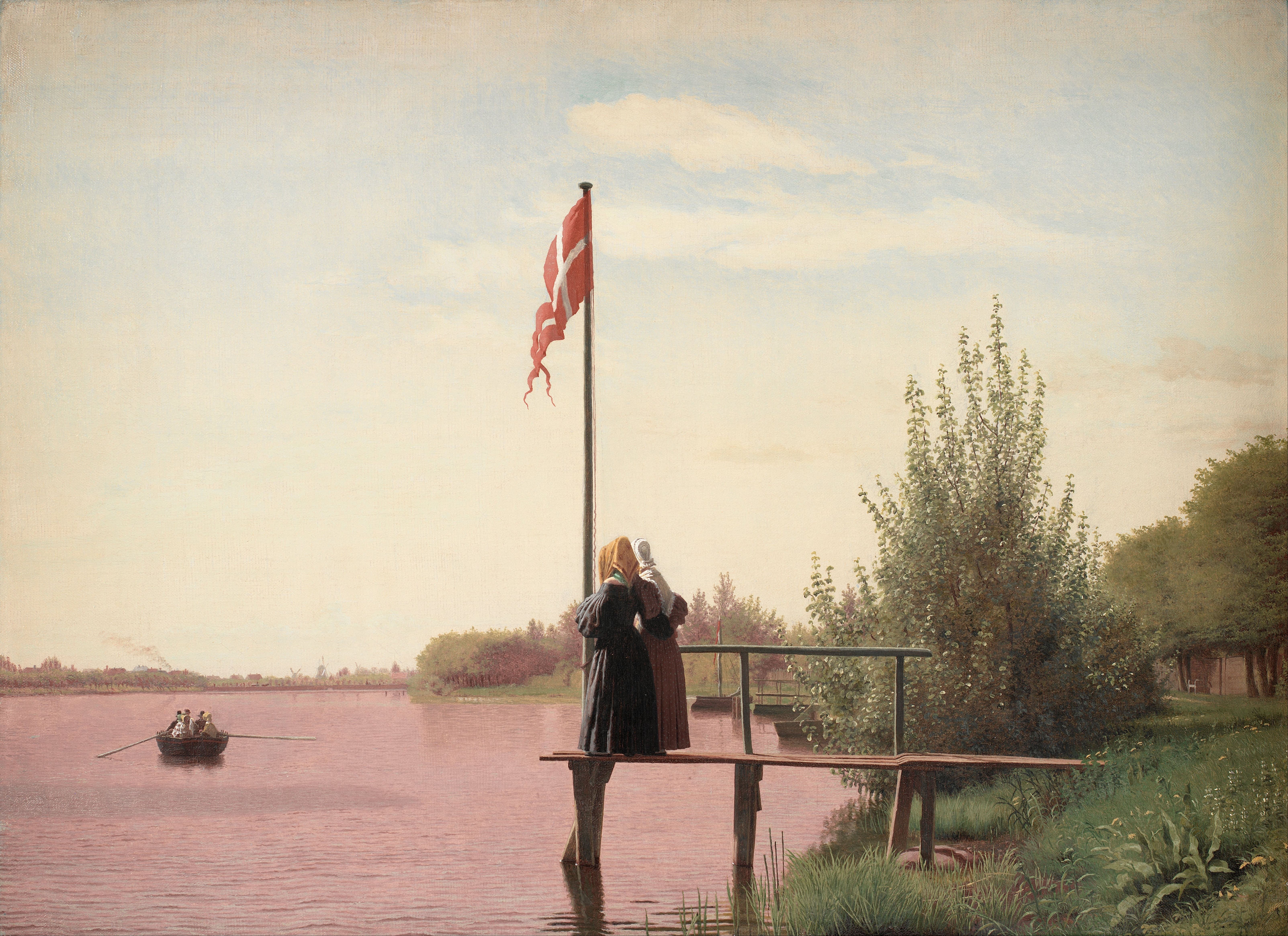 christen dalsgaard two girls at a boat pier (1859)