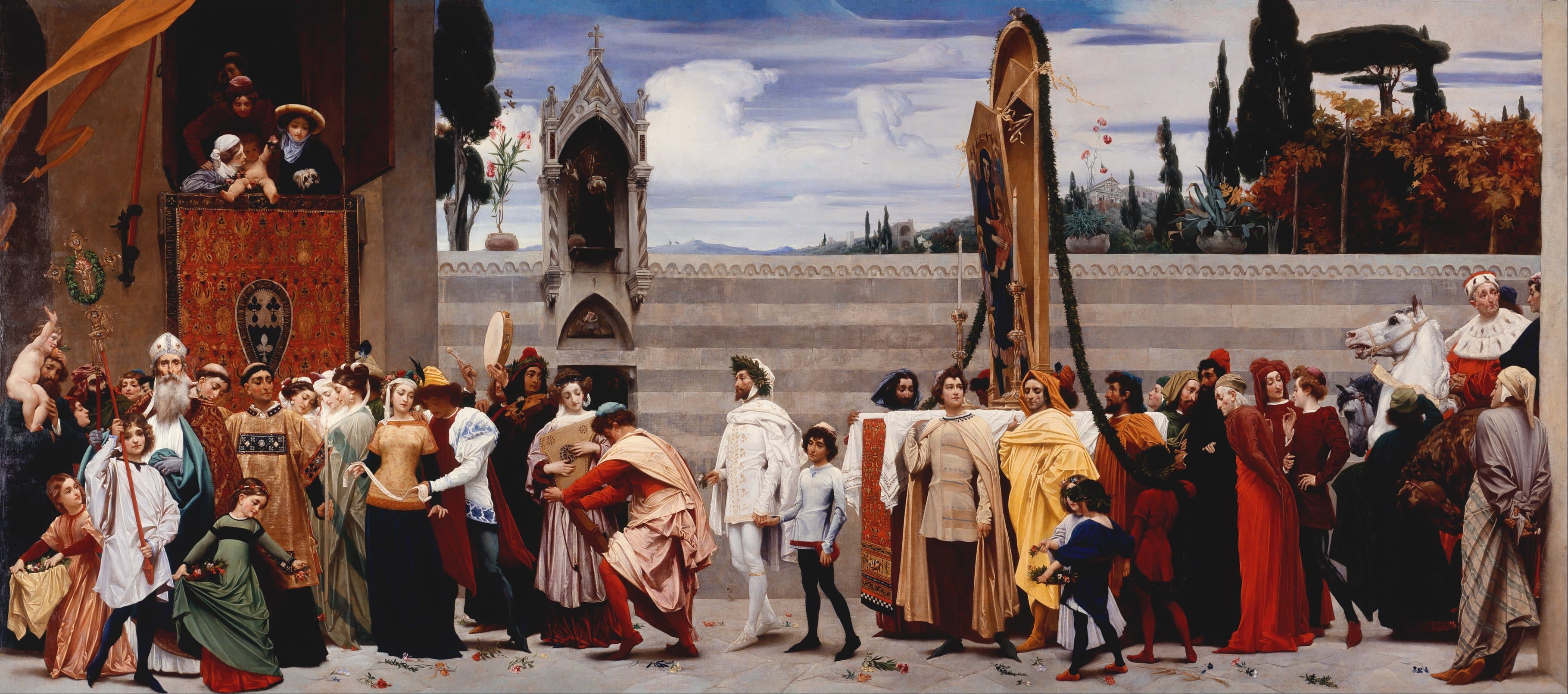 Cimabue's Celebrated Madonna is Carried in Procession Through the Streets of Florence by Frederic Leighton (1853–1855)