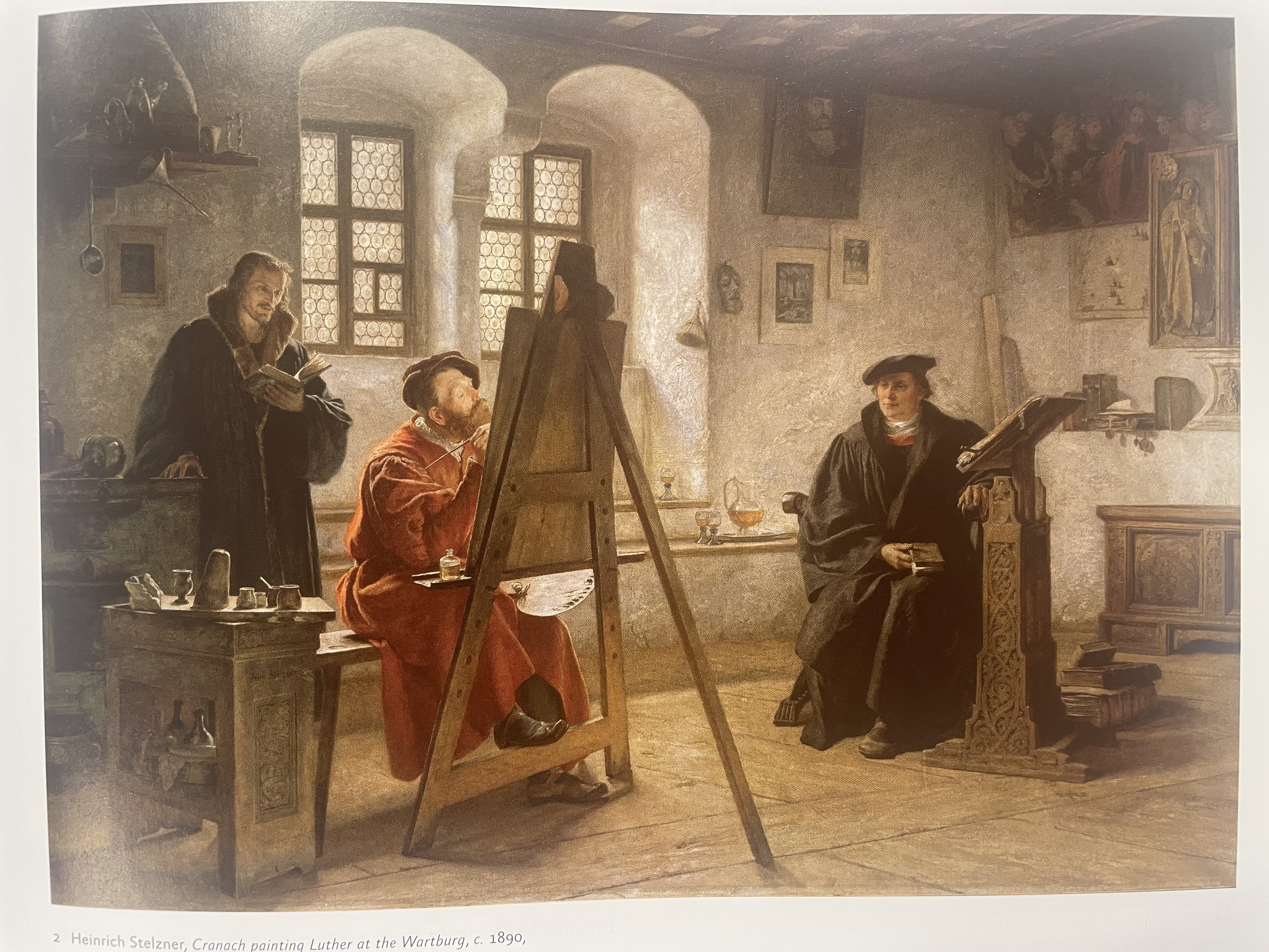 Cranach painting Luther at the Wartburg by Heinrich Stelzner (c. 1890)