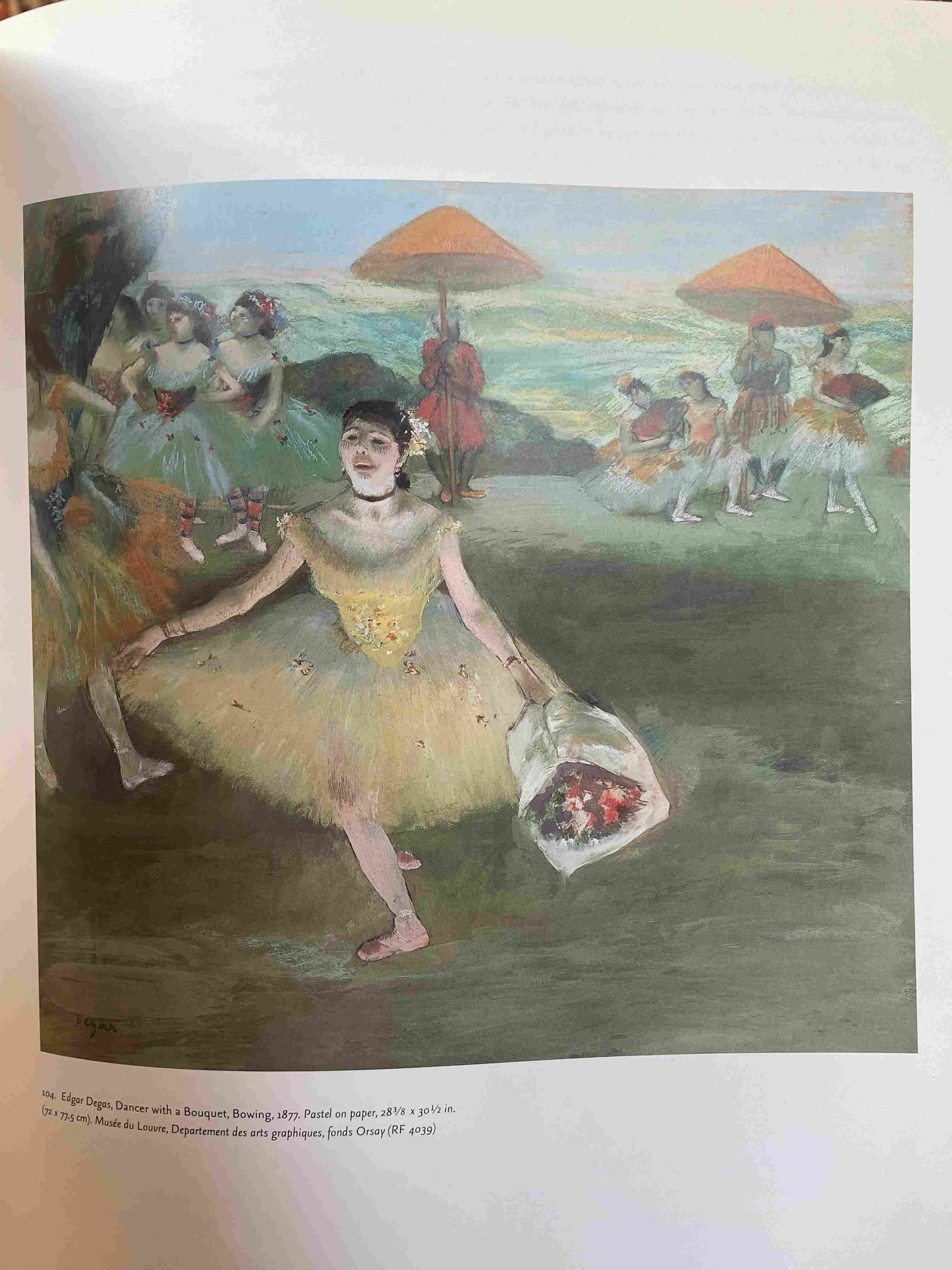Dancer with a Bouquet, Bowing by Edgar Degas (1877)