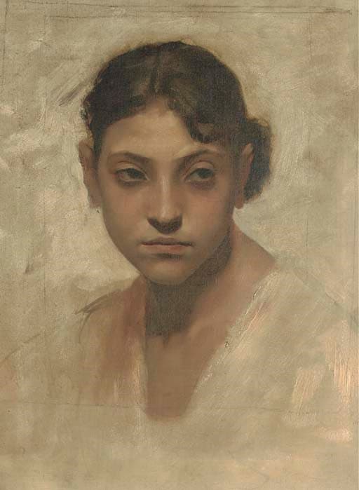 Head of a Woman (Study for A Spanish Woman) by John Singer Sargent (c. 1879-1880)