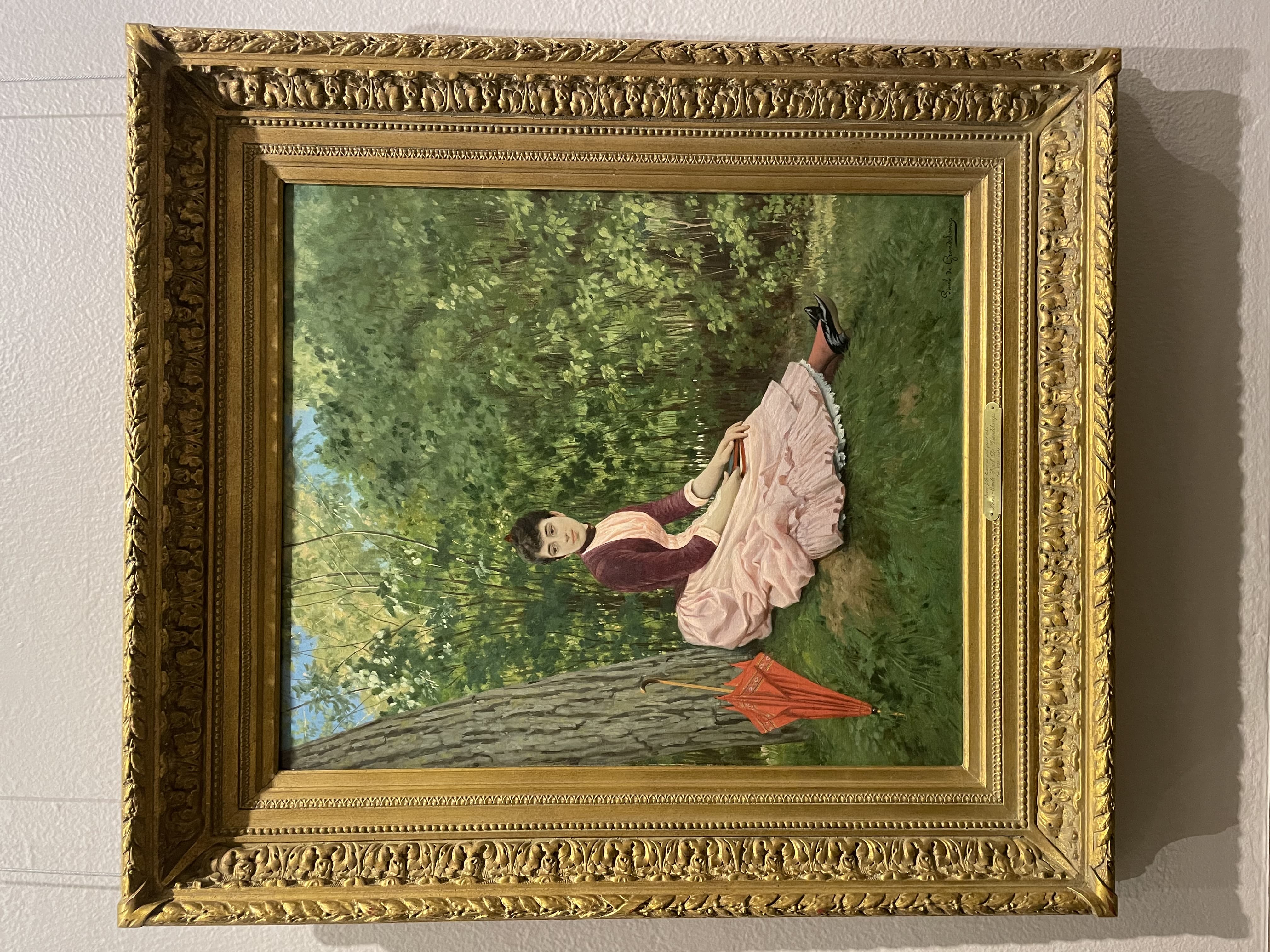 Jeune fille lisant au pied d'un grand arbre by Louis-Émile Pean De Grandchamps (1884)