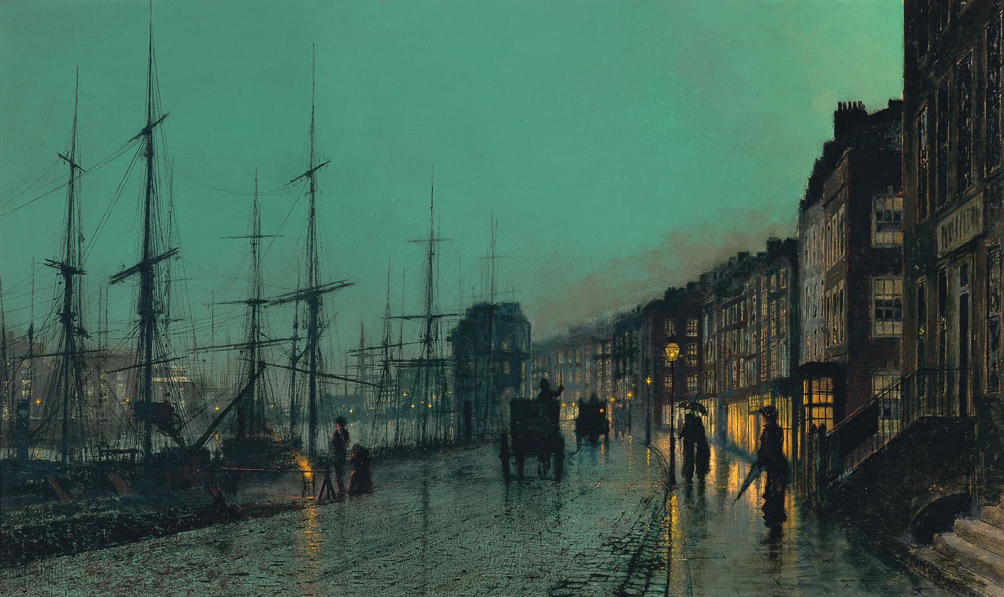john atkinson grimshaw liverpool quay by moonlight (c 1887)