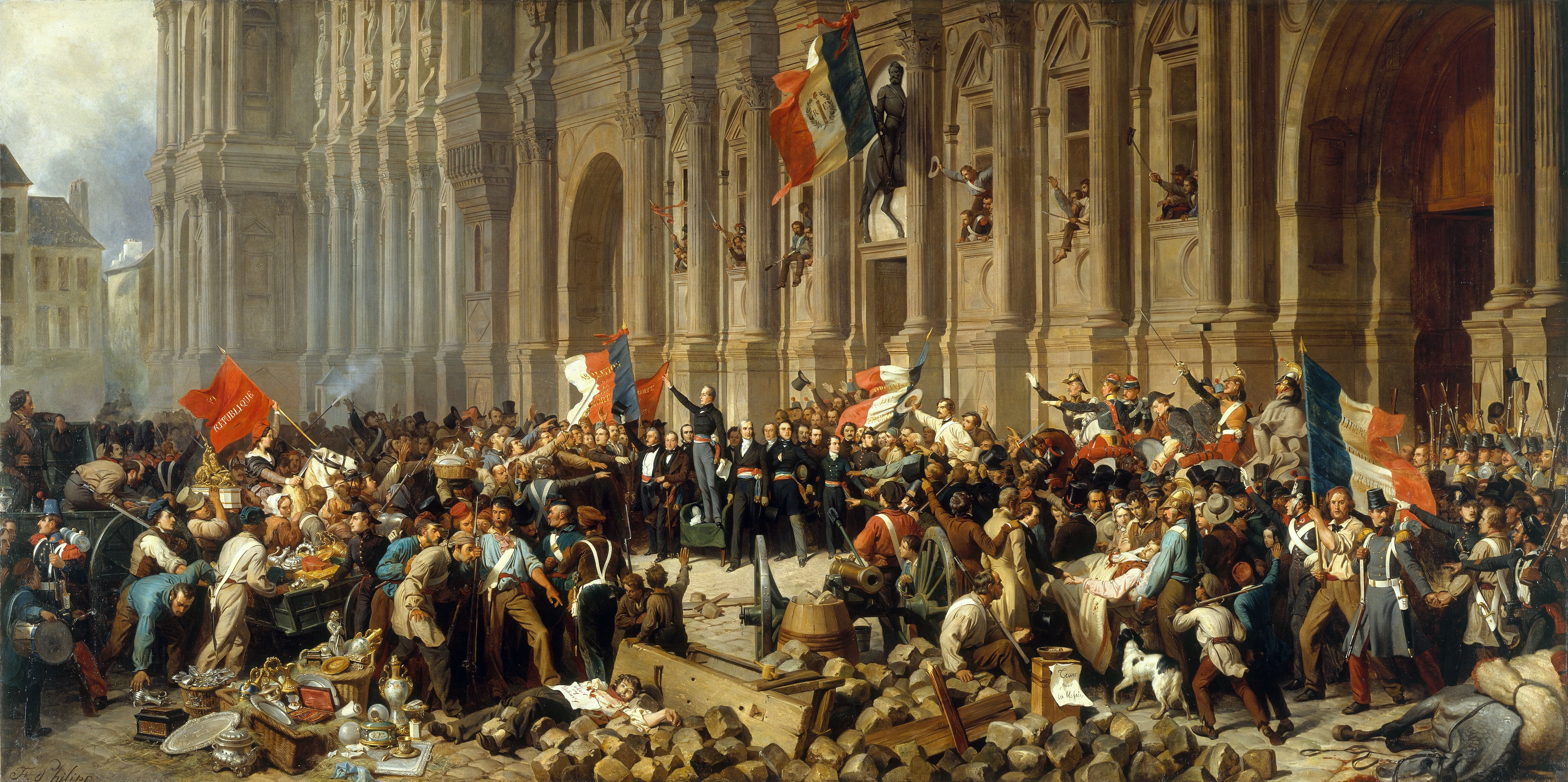 Lamartine Refusing the Red Flag at the Hôtel de Ville, Paris, February 25, 1848 by Félix Philippoteaux (1848)
