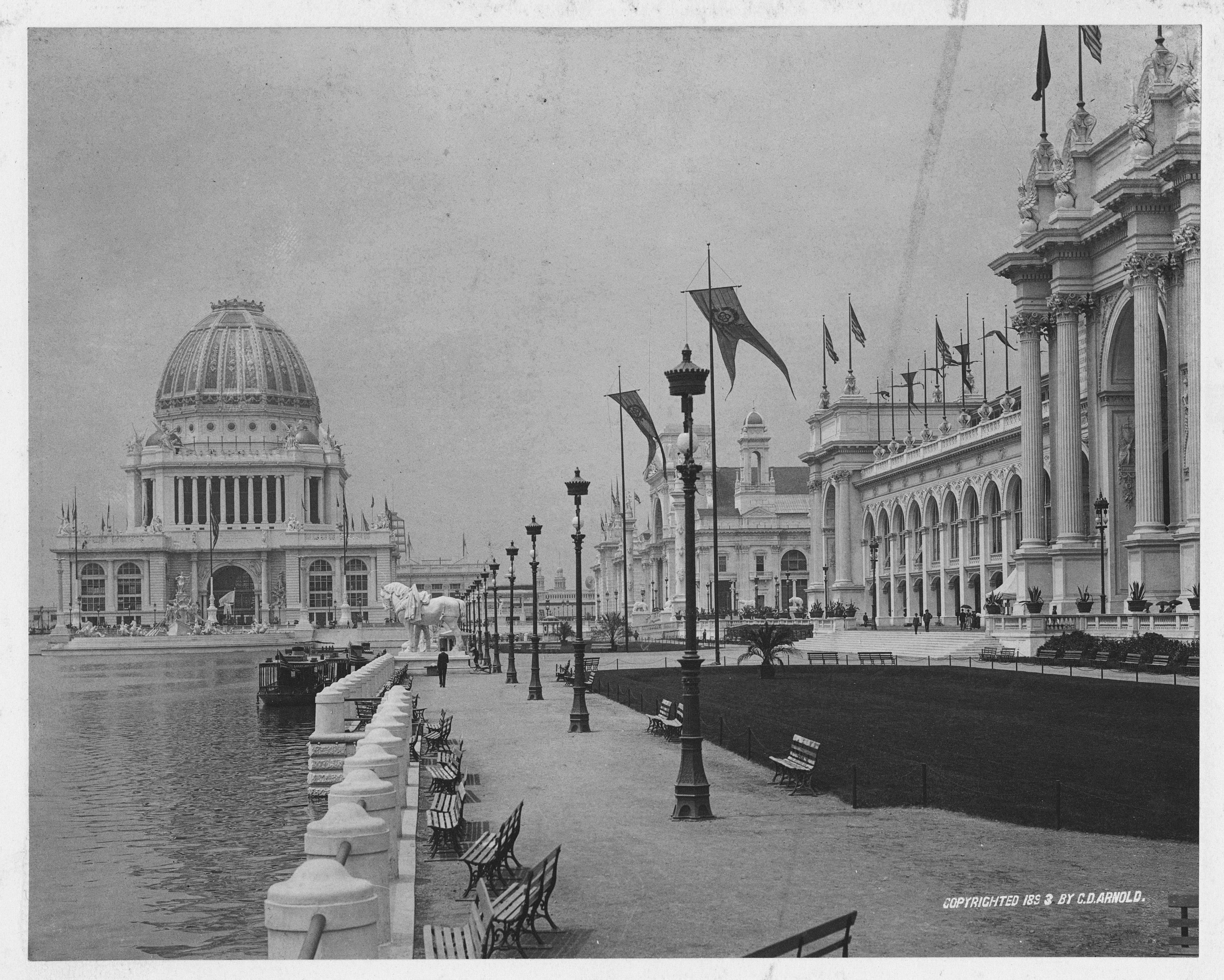 Palace of Fine Arts and Promenade along the Lagoon, World's Columbian Exposition by C. D. Arnold (1893)