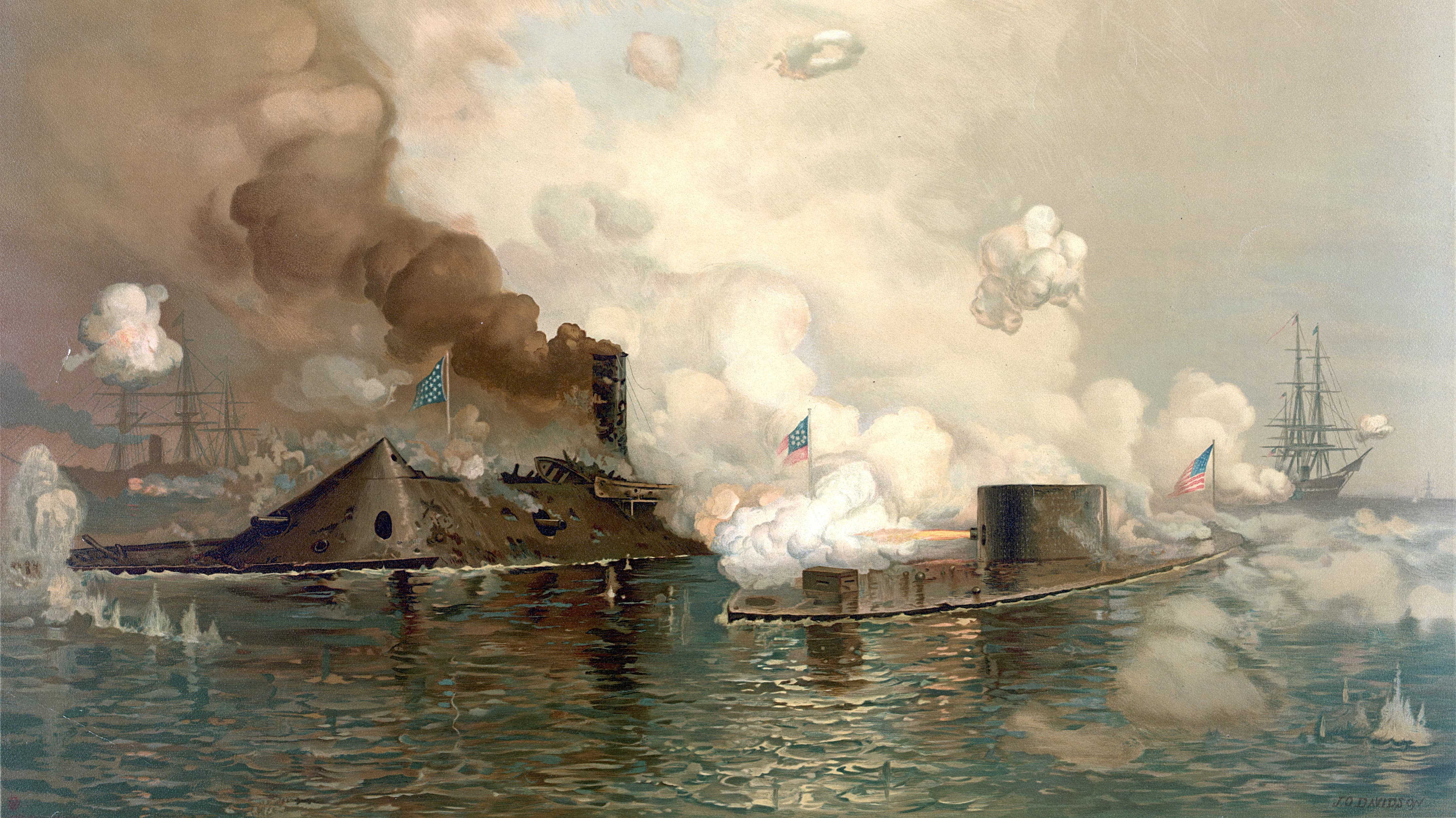 The Battle of the Monitor and Merrimac by Julian Oliver Davidson (1890)