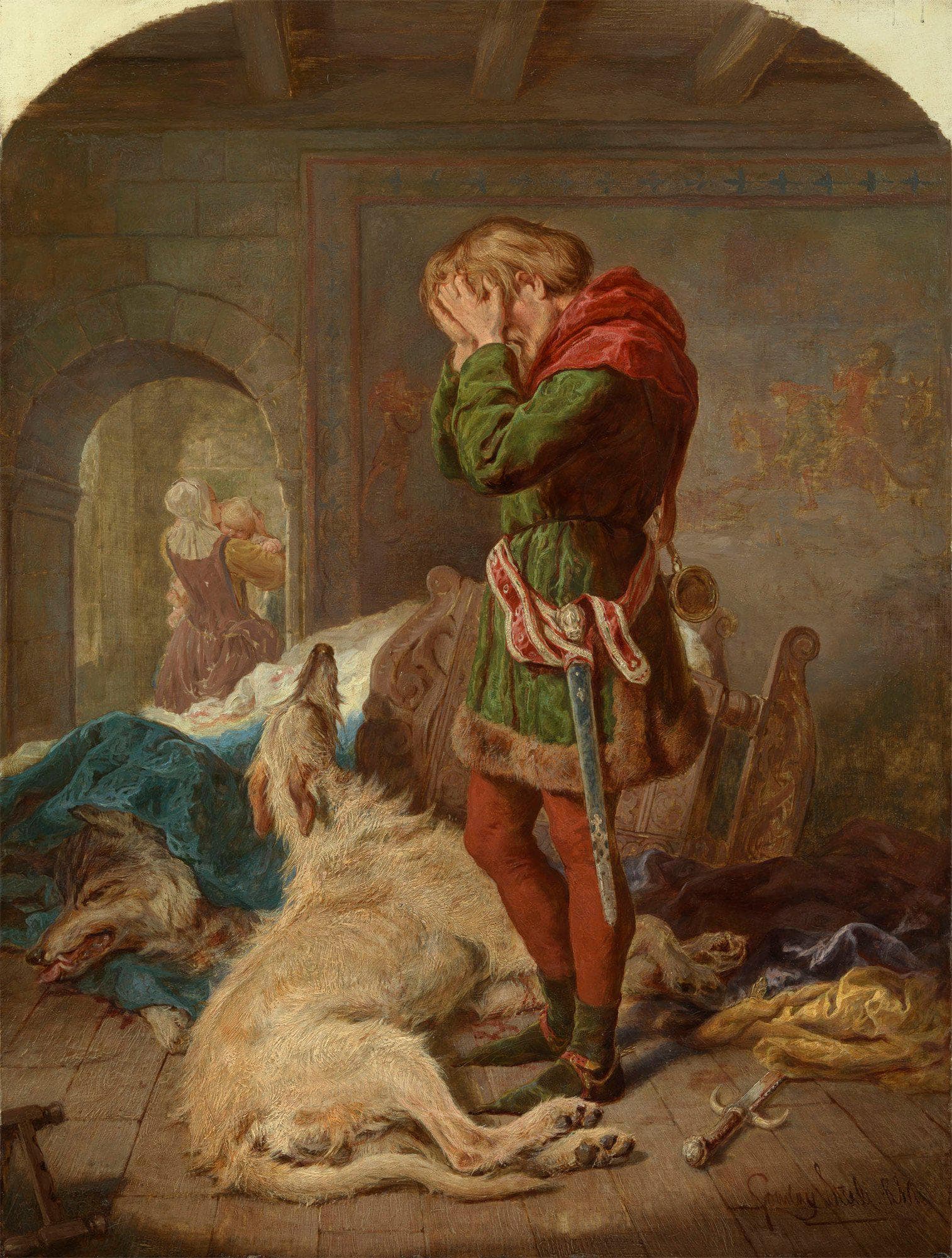 The Death of Gelert by Sydney Prior Hall (1868)