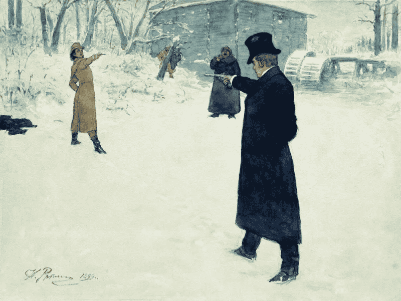 The Duel (Illustration for Pushkin's 'Eugene Onegin') by Ilya Repin (1899)