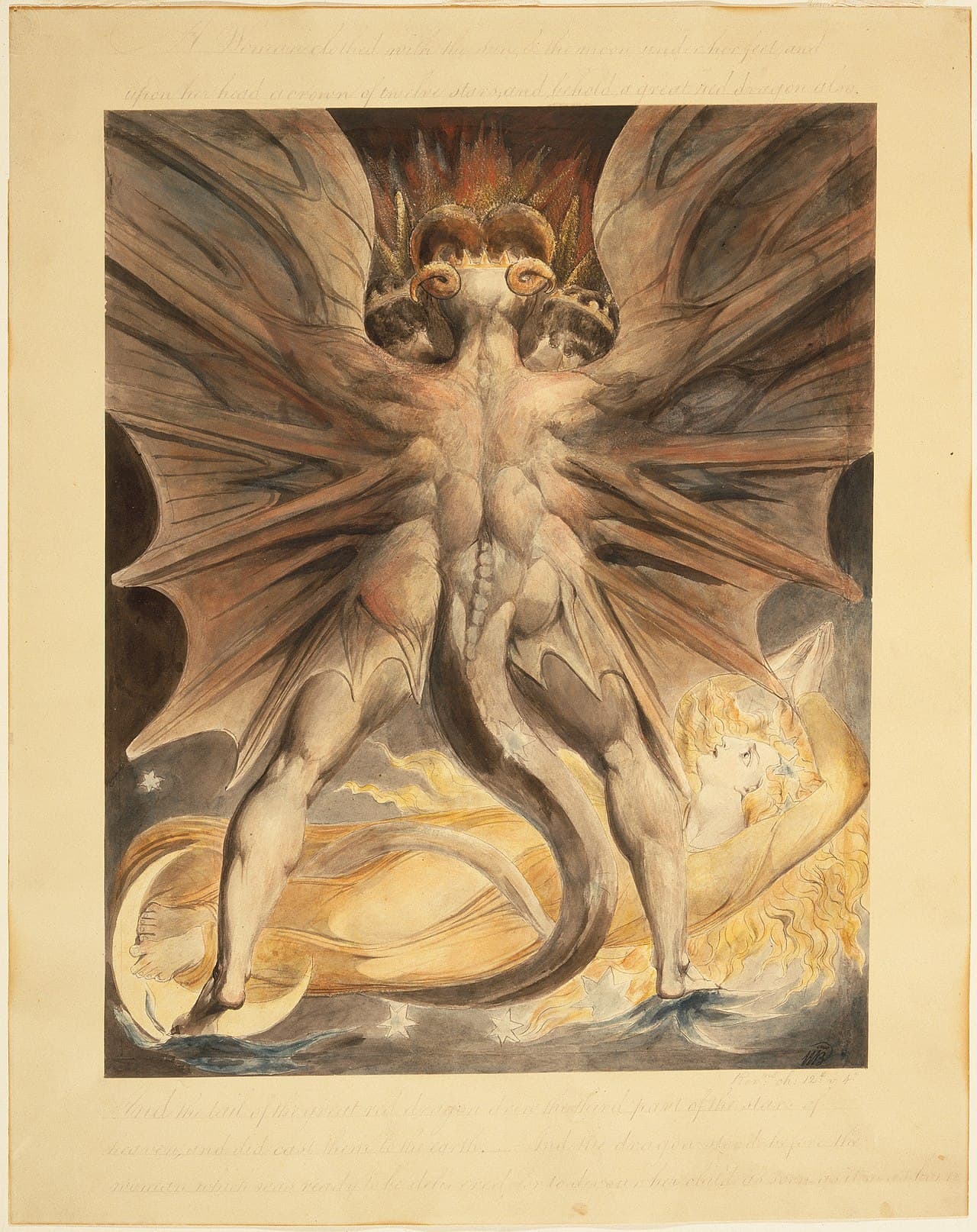The Great Red Dragon and the Woman Clothed with the Sun by William Blake (c. 1805)