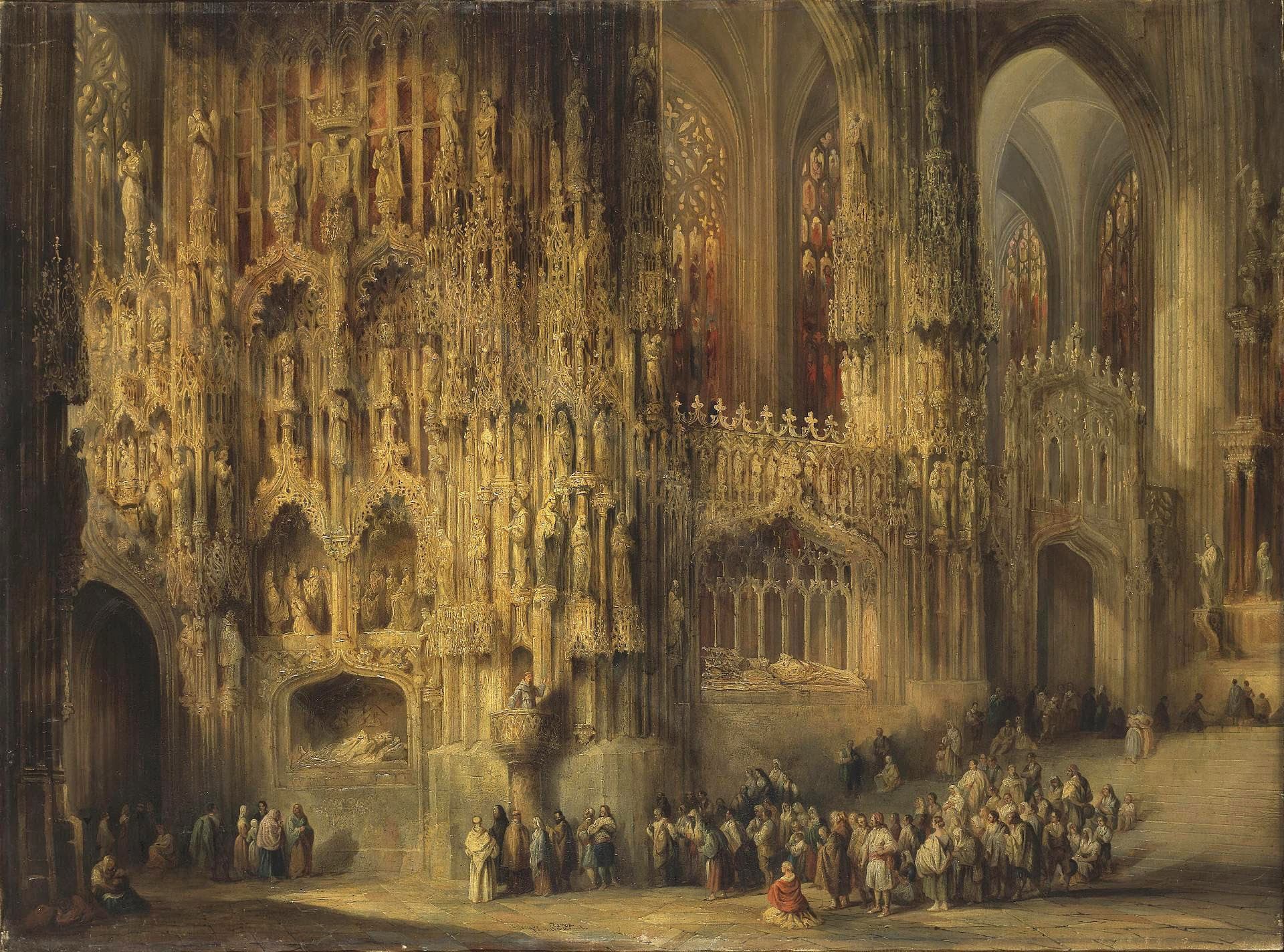 The Interior of the Cathedral of St. Jacques, Antwerp by Louis Haghe (1847)