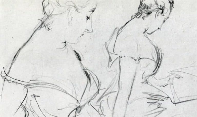 Two Women Seated, Reading by Edgar Degas (c. 1878)