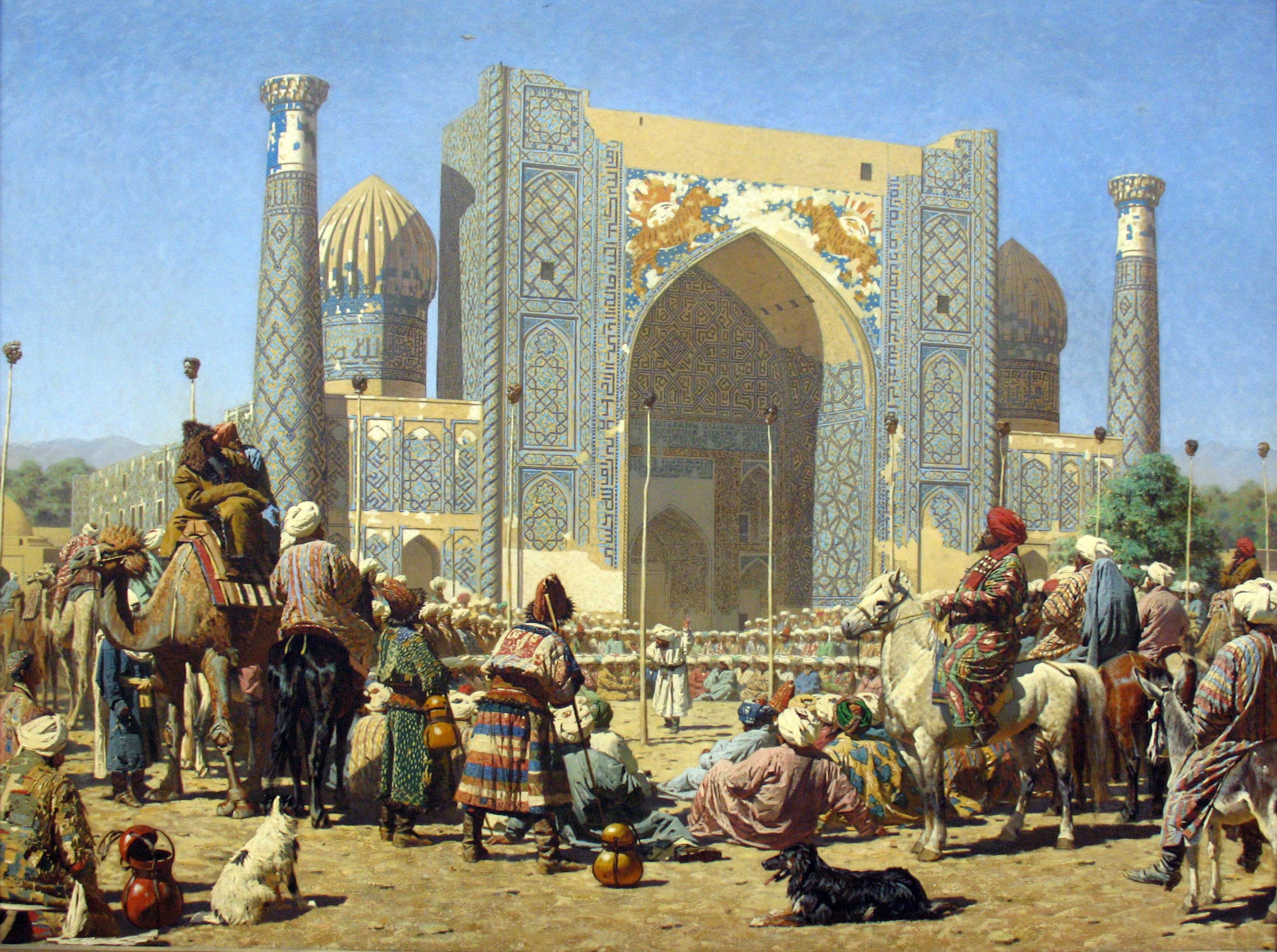 vasily vereshchagin the presentation of the trophies at the sherdor madrasa in samarkand (1872)