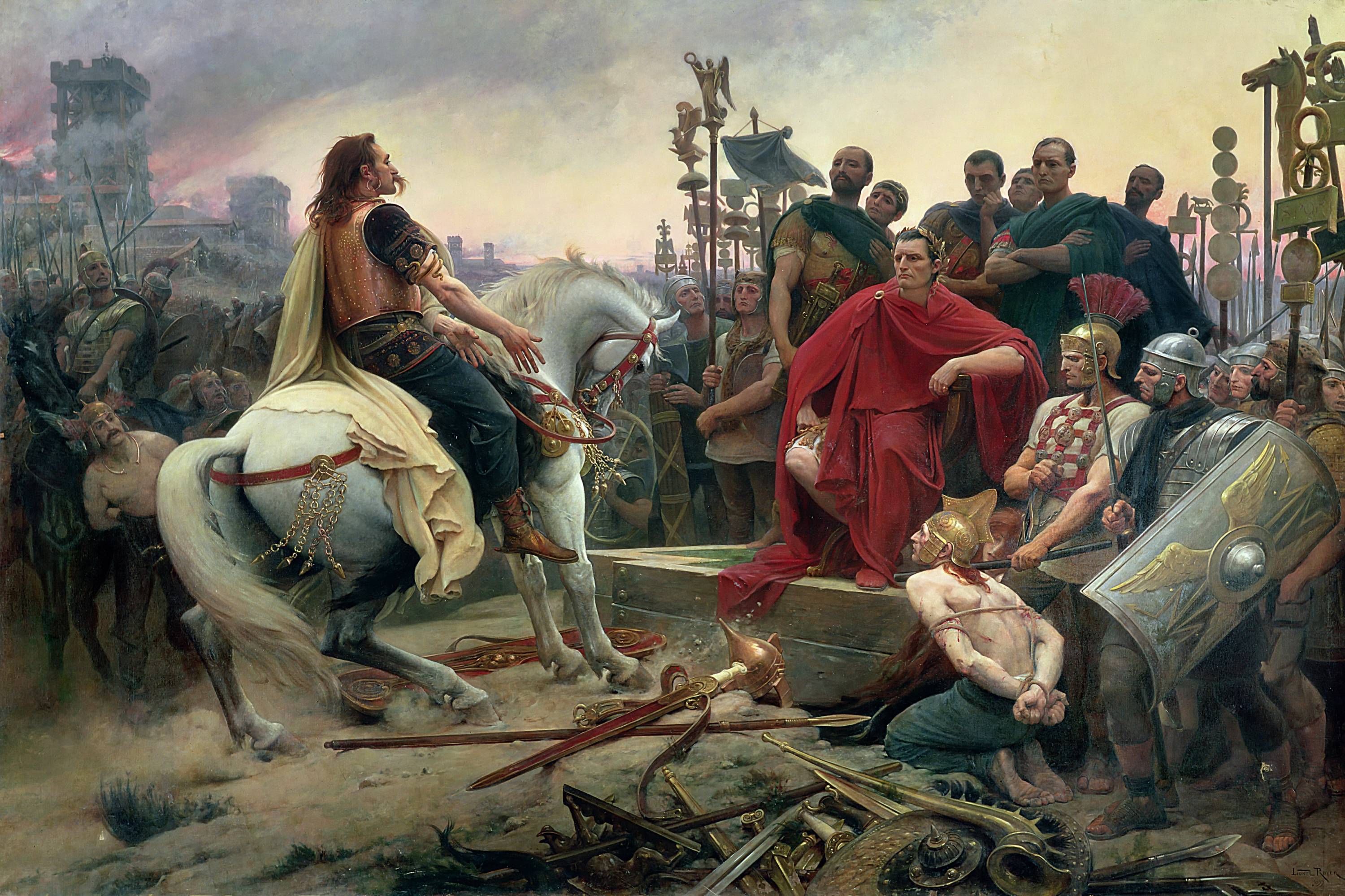Vercingétorix jette ses armes aux pieds de César by Lionel Royer (1899)