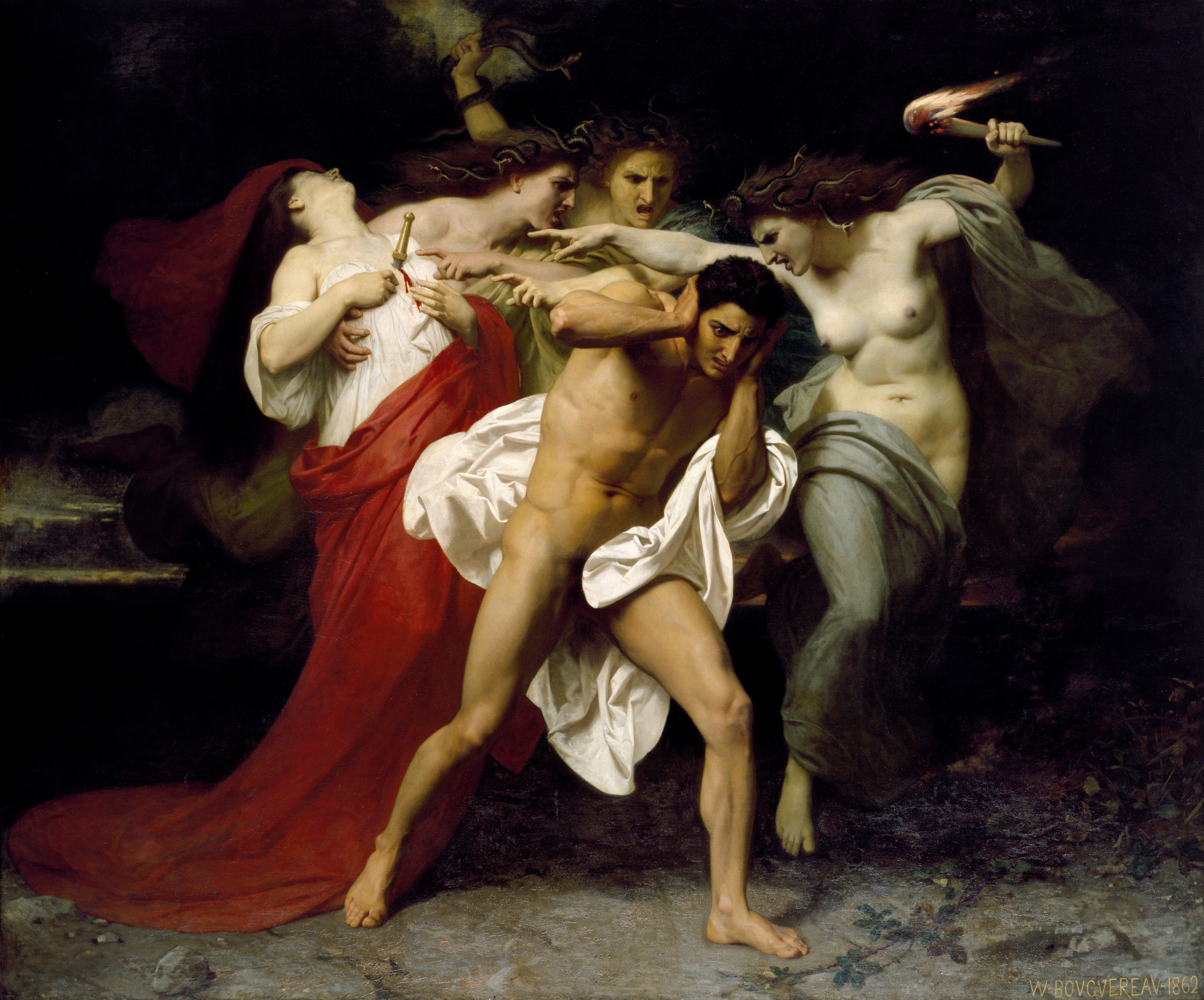 williamadolphe bouguereau orestes pursued by the furies (1862)