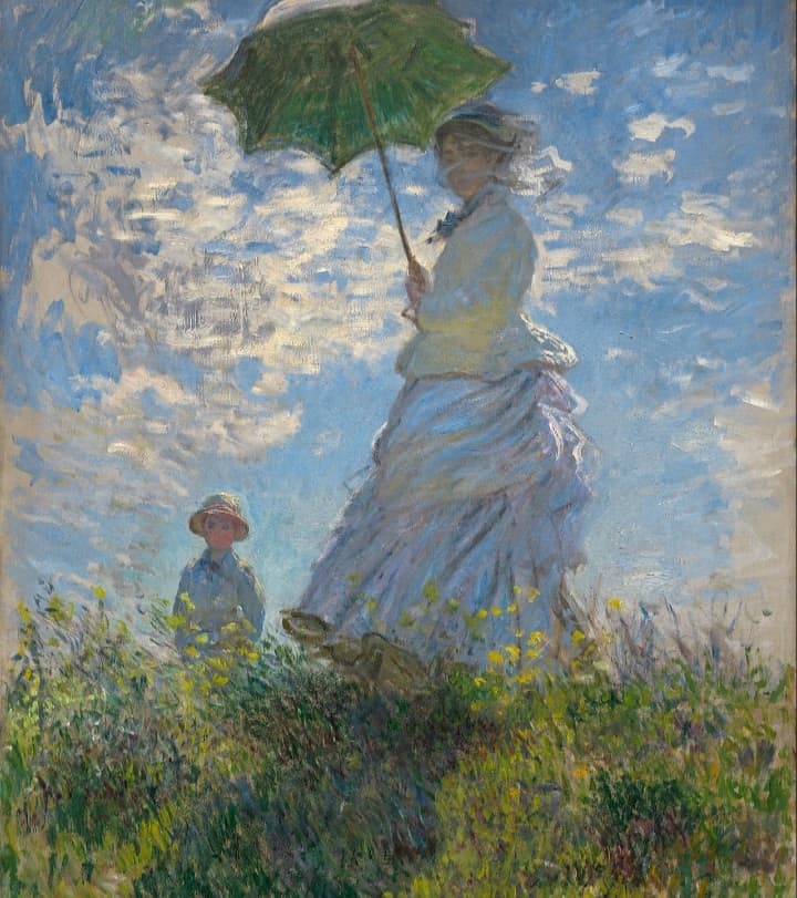 Woman with a Parasol - Madame Monet and Her Son by Claude Monet (1875)