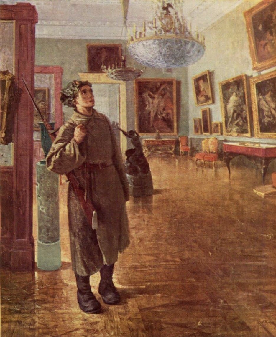 alexander laktionov a soldier in the hermitage (1938)